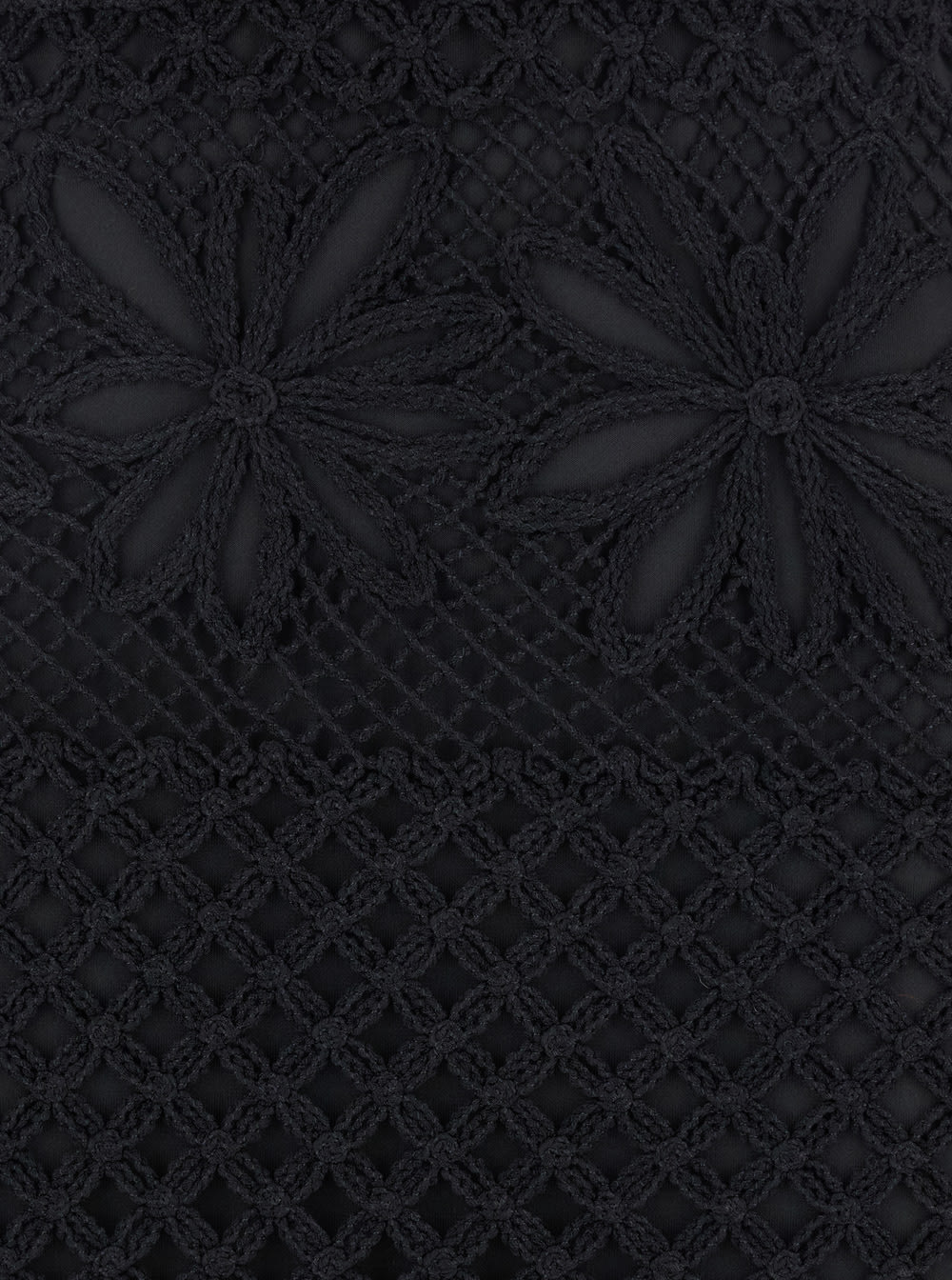 Pinko Black Long Skirt With Perforated Design And Floral Motif In Viscose Blend Woman In Black