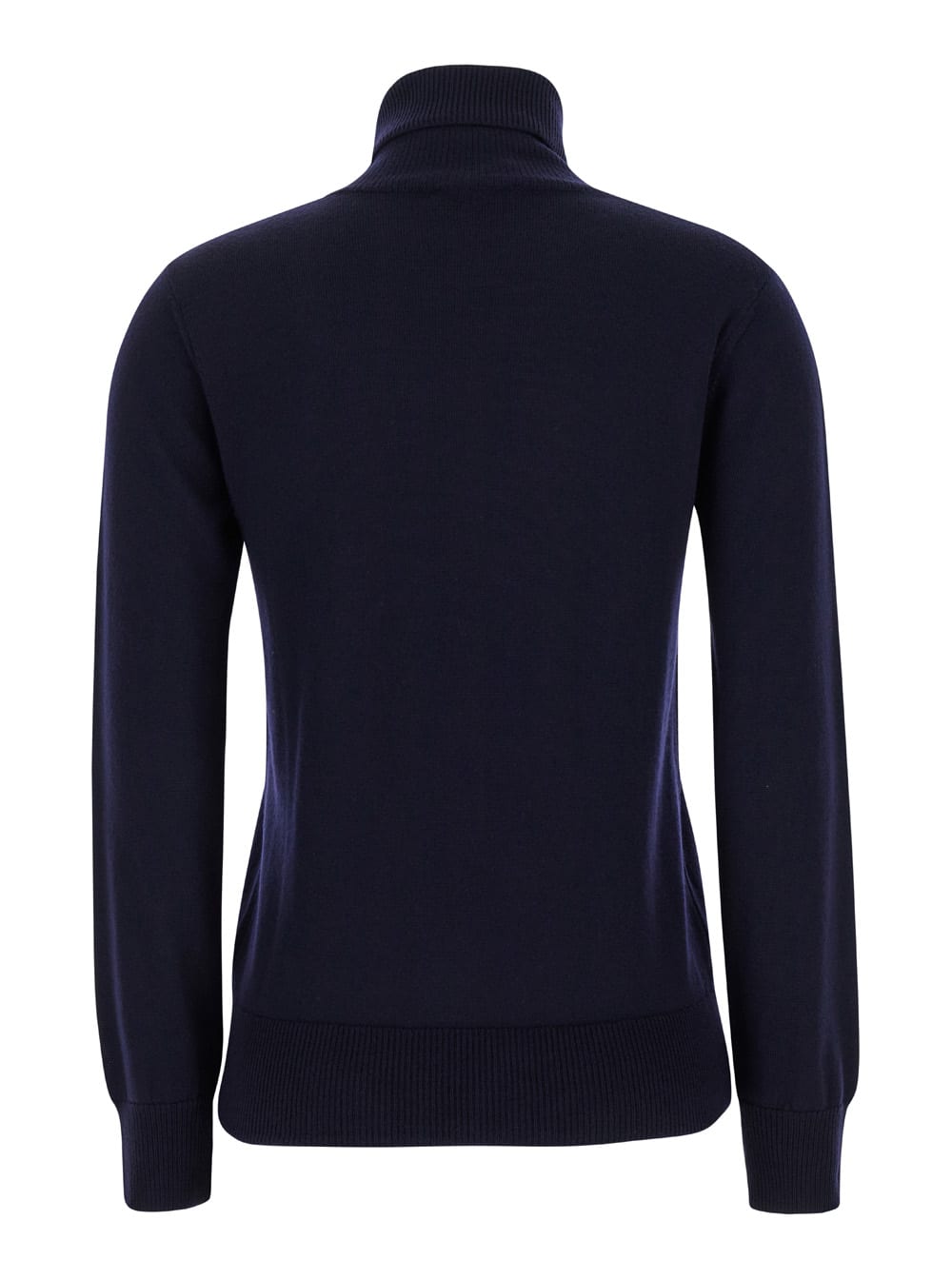 Shop Apc Blue High Neck Sweater With Logo Embroidery In Wool Woman