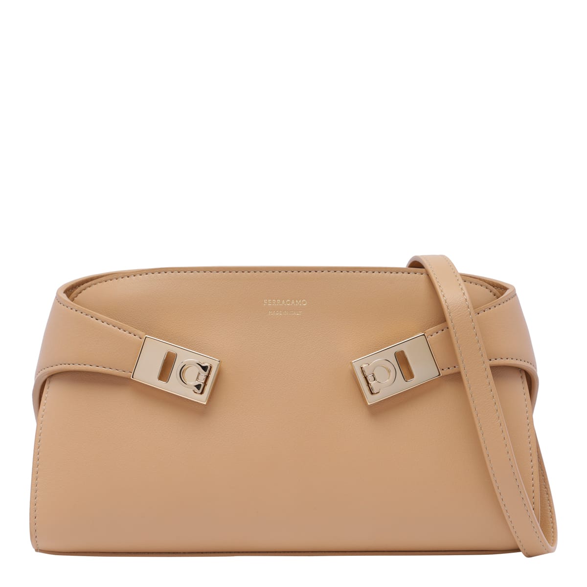 Shop Ferragamo Hug Crossbody Bag In Beige