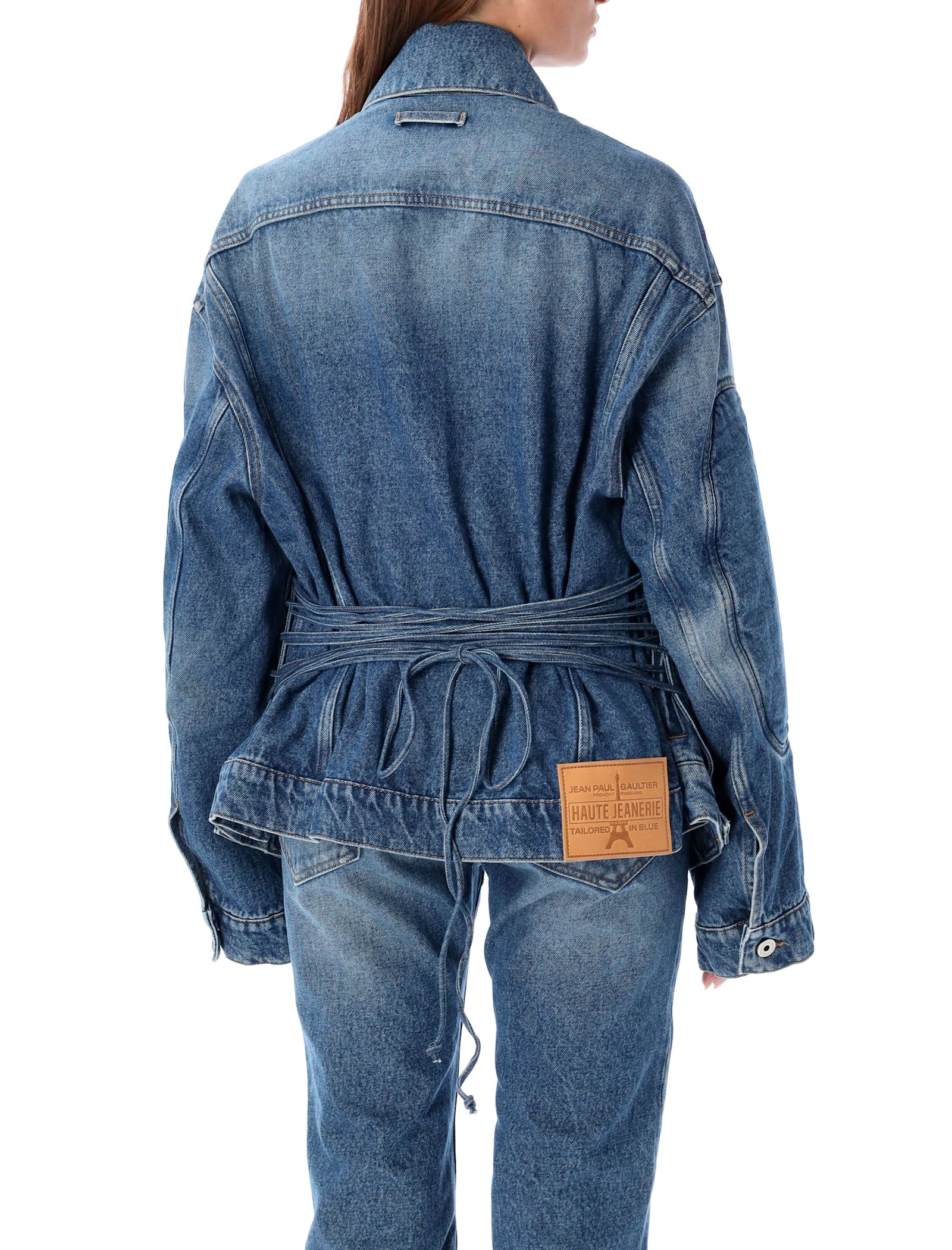 Shop Jean Paul Gaultier Denim Jacket Lacing In Vintage Blue