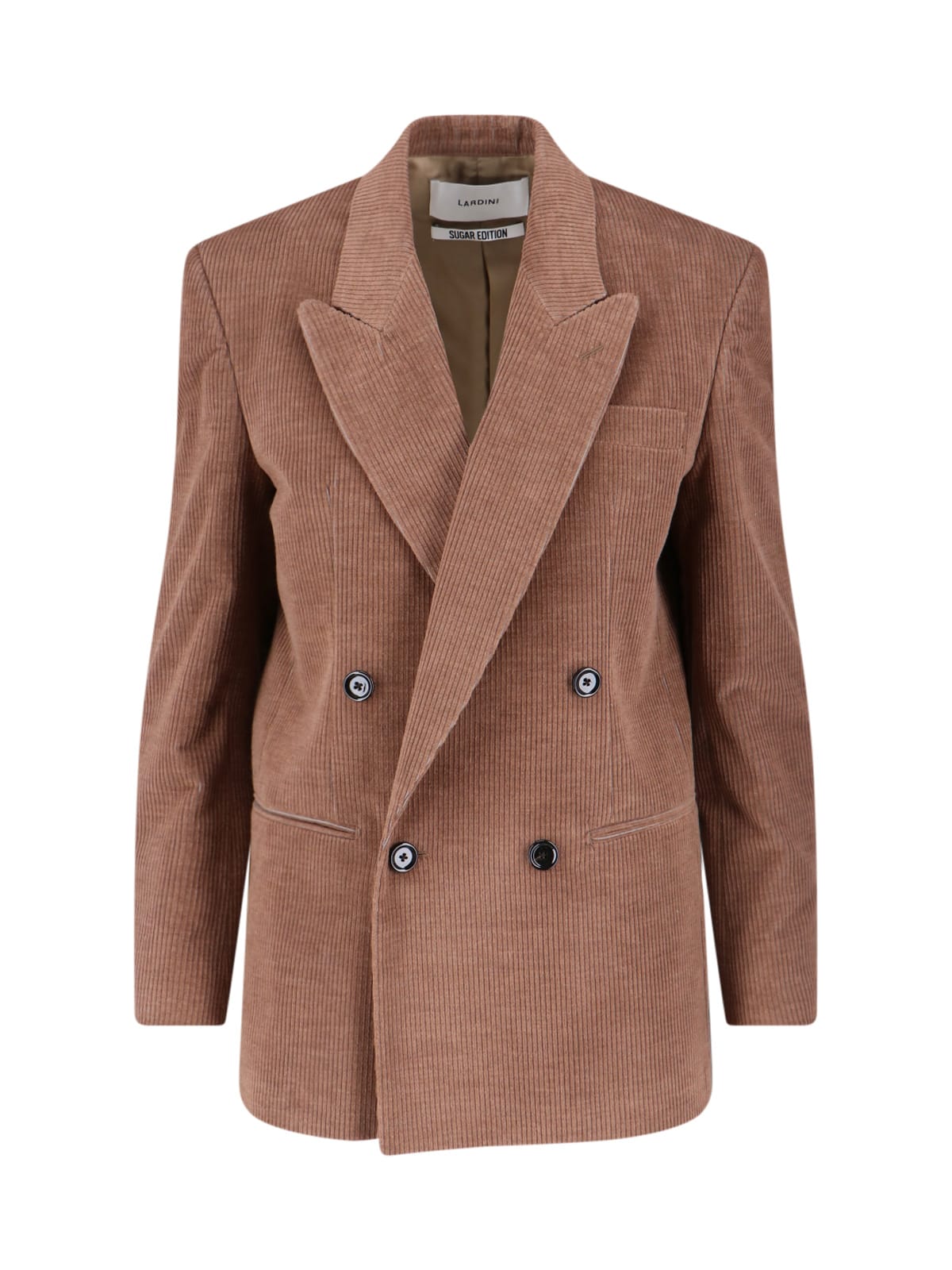 Lardini Corduroy Double-breasted Blazer Notched Lapels In Brown