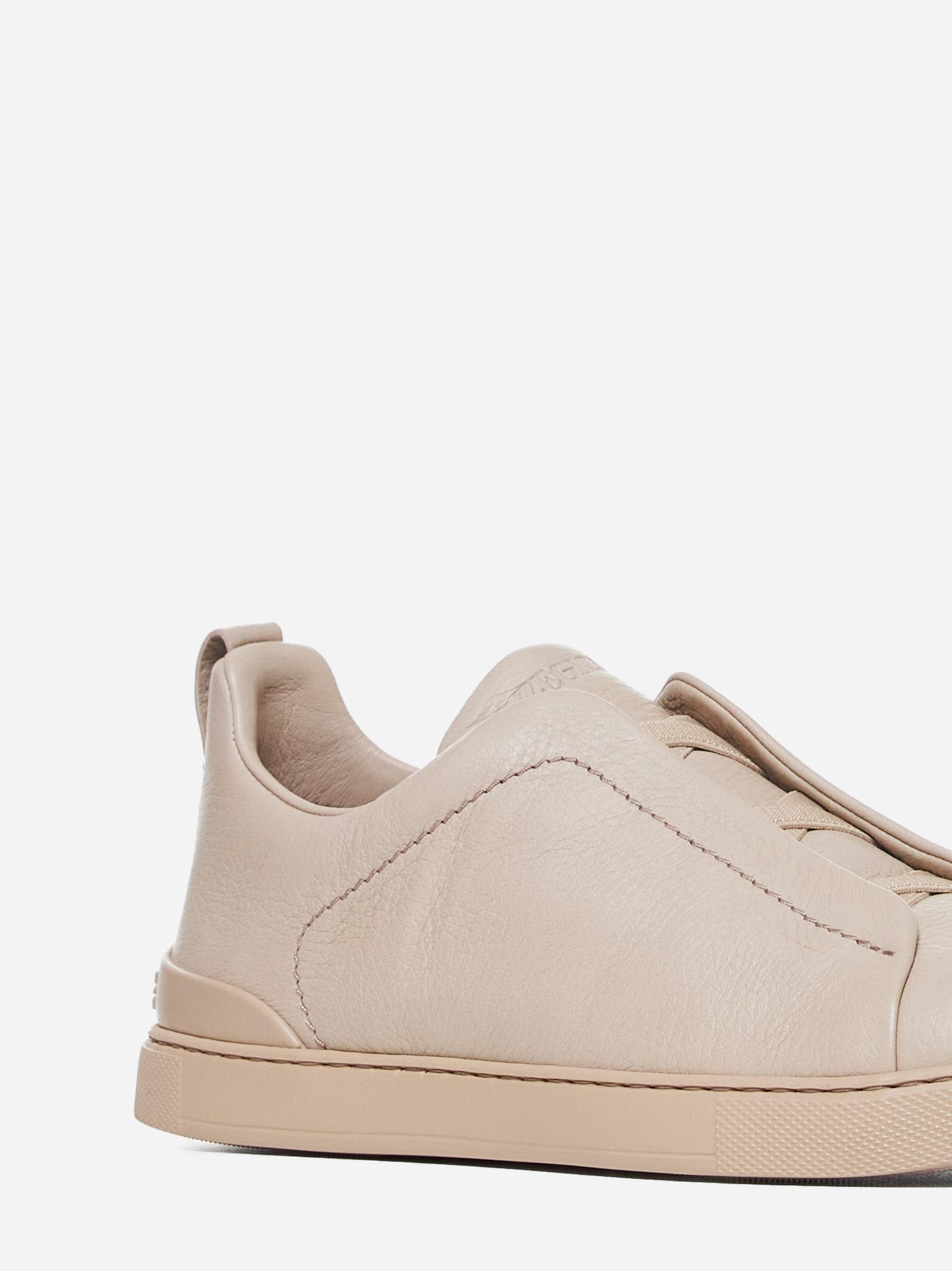 Zegna Man Sneakers Beige Size 12 Leather In Neutral