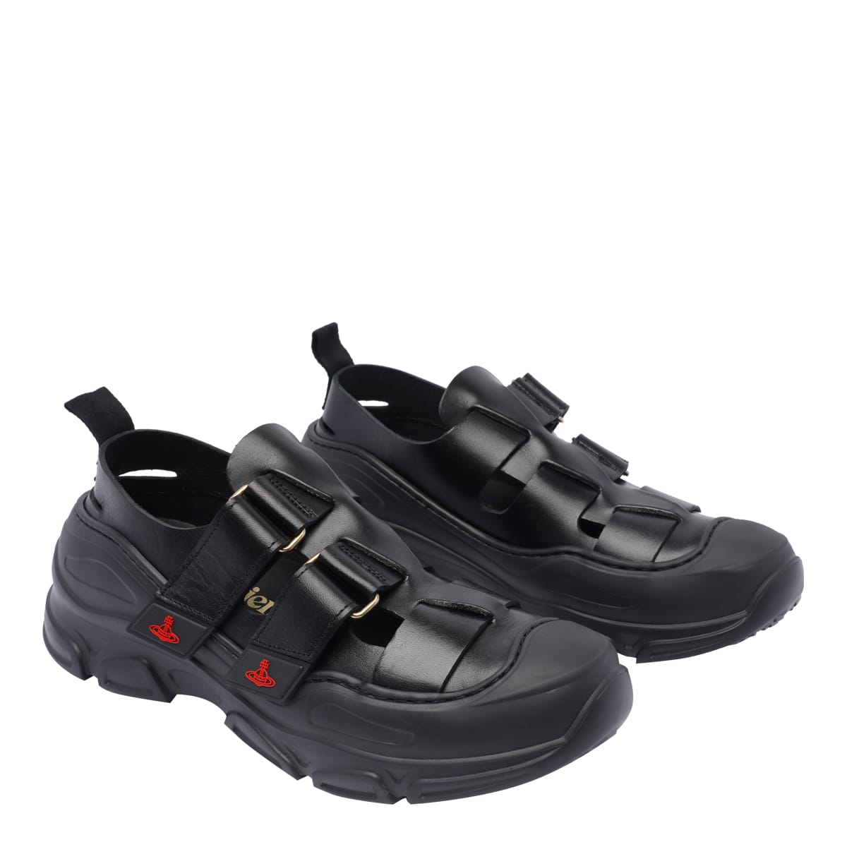 Vivienne Westwood Catch Stomper Sandal Veget Tanned Leather Black 7-41 Men In Black