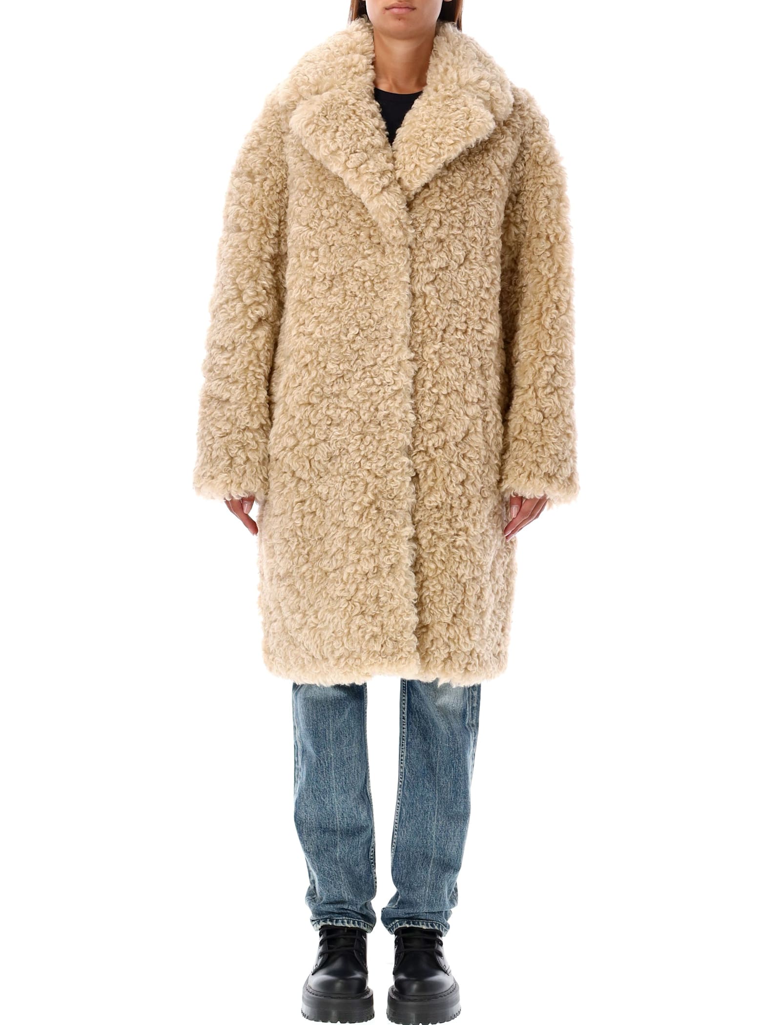 Shop Stand Studio Camille Eco Shearling Jacket In Natural Beige