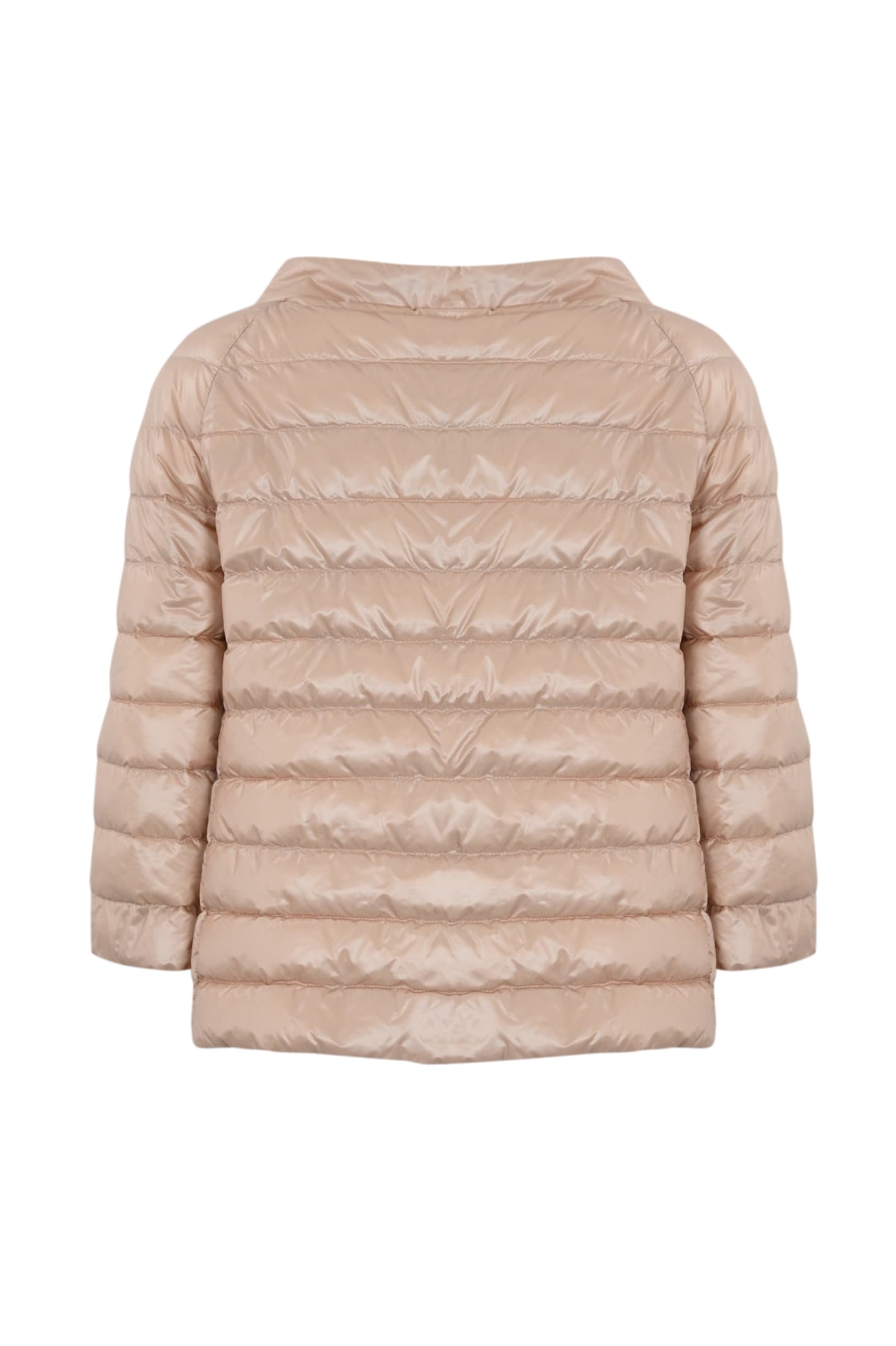 Herno Reversible Down Jacket With 3/4 Sleeves In Rosa/beige
