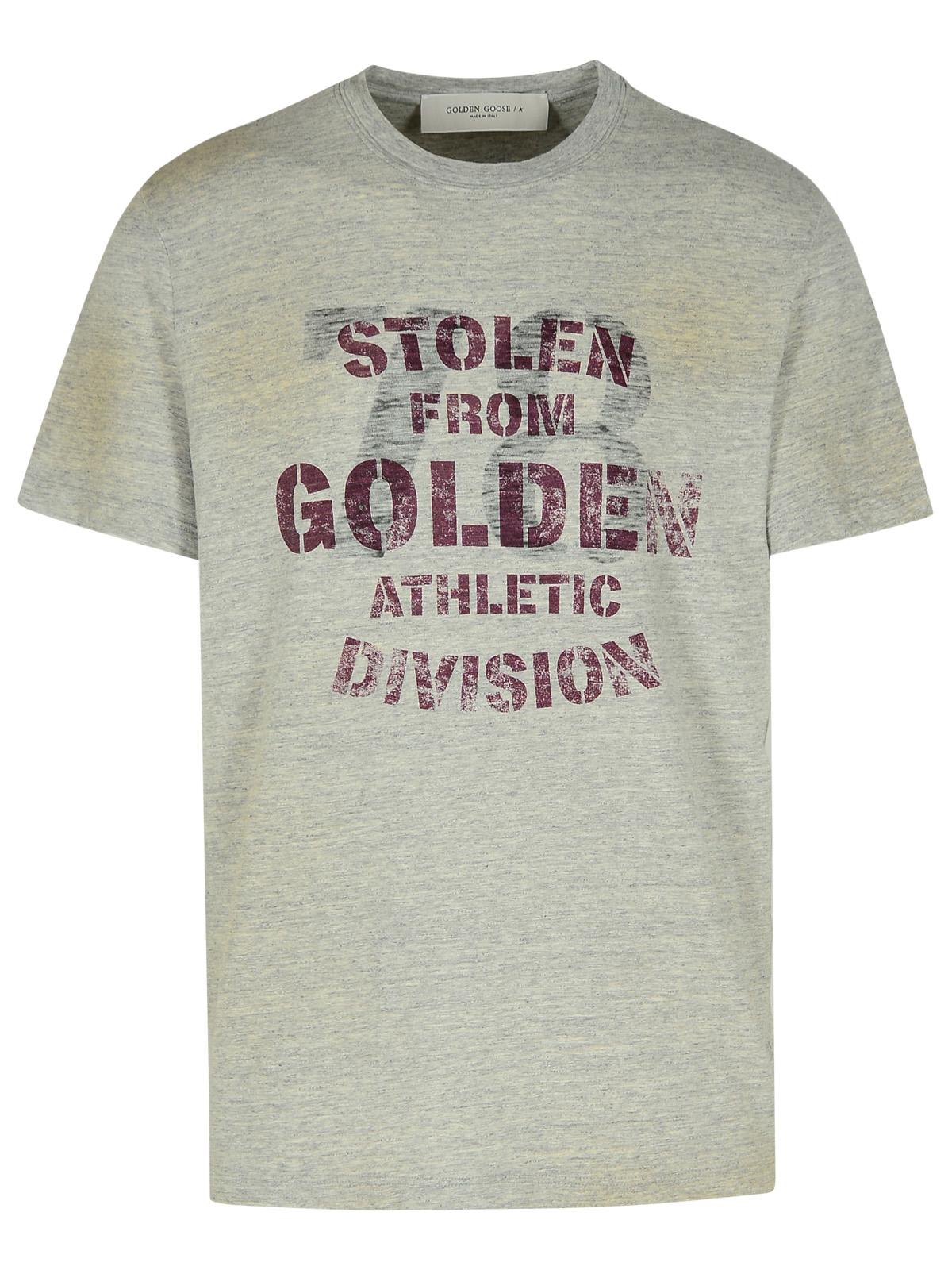 Shop Golden Goose Gray Cotton T-shirt In Grey Melange/multicolor