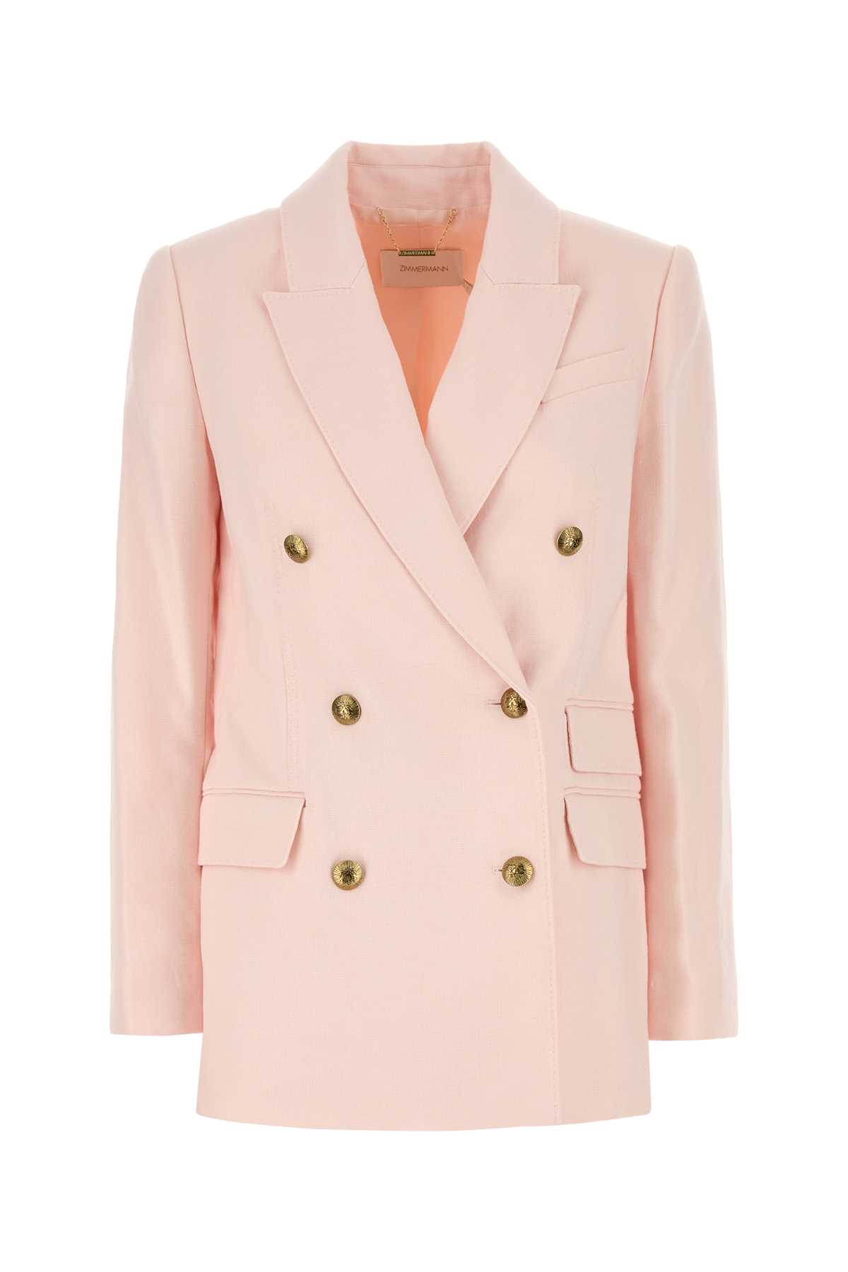 Pastel Pink Linen Crush Blazer