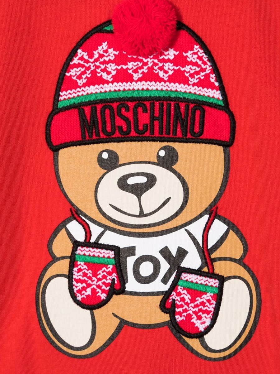 Moschino Abito In Cotone Con Teddy In Red