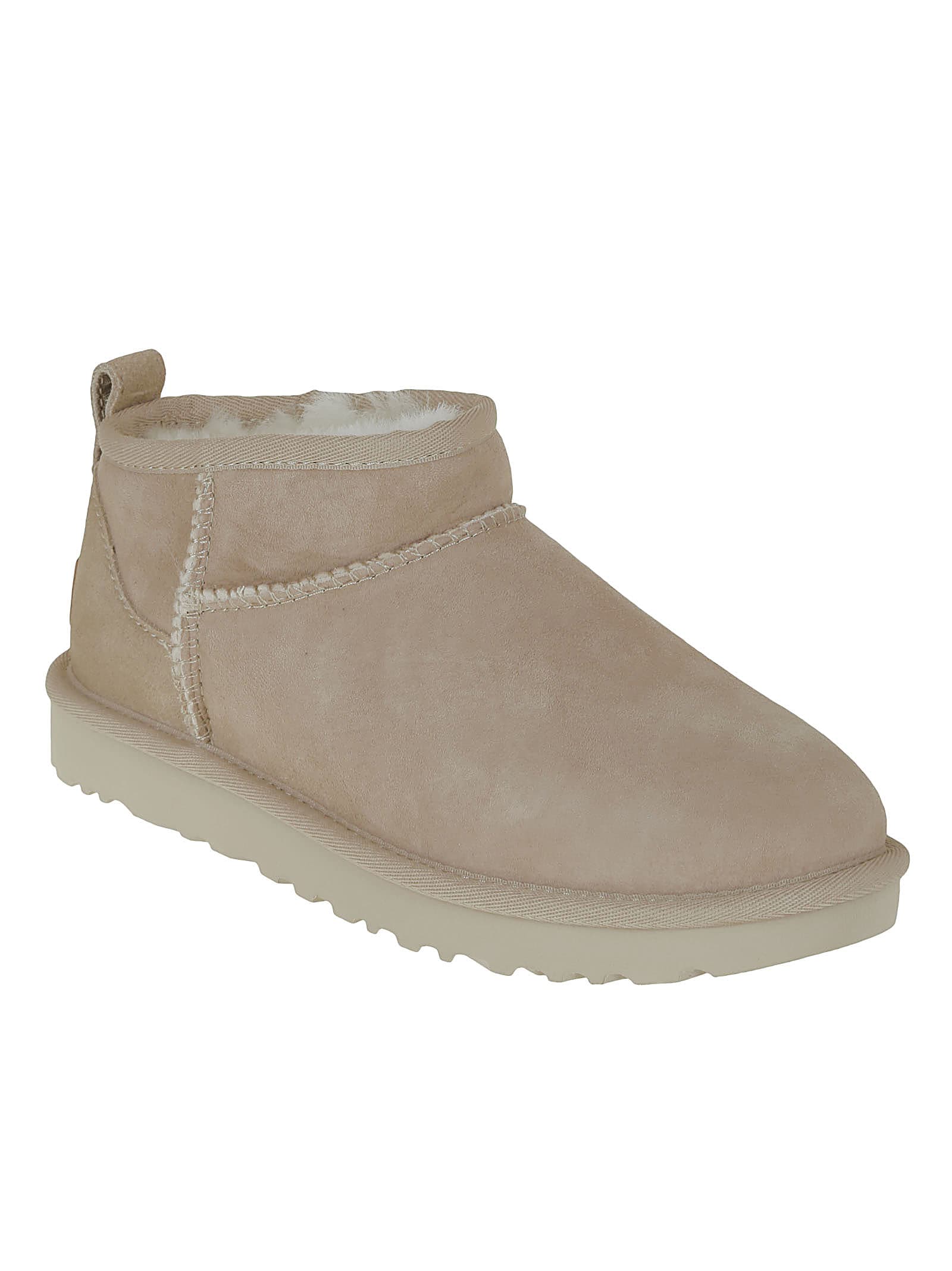 Ugg Sheepskin And Suede Ultra Mini Boots In Gray