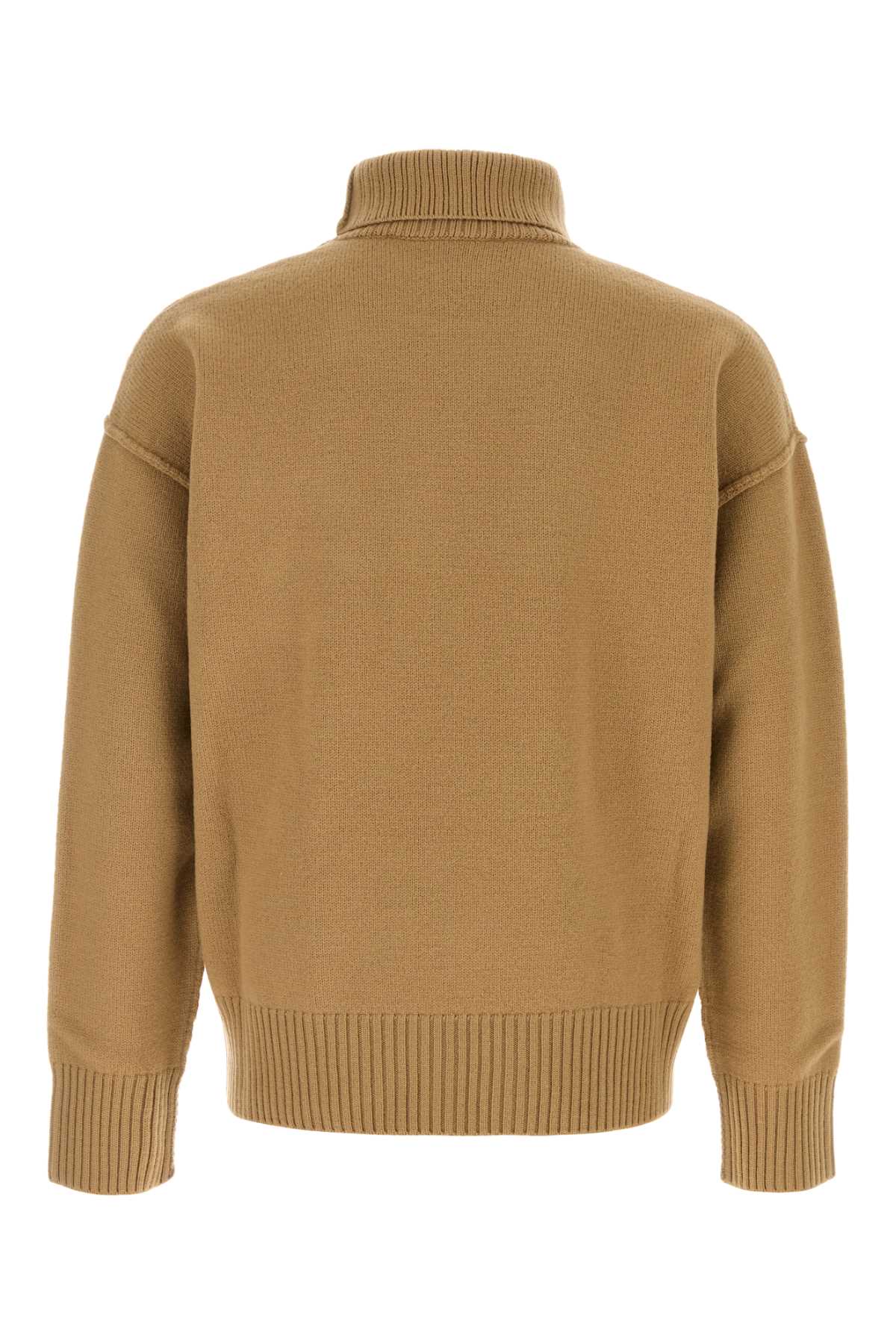 Ami Alexandre Mattiussi Wool Turtleneck Sweater With Ribbed Cuffs And Hem In Yellow