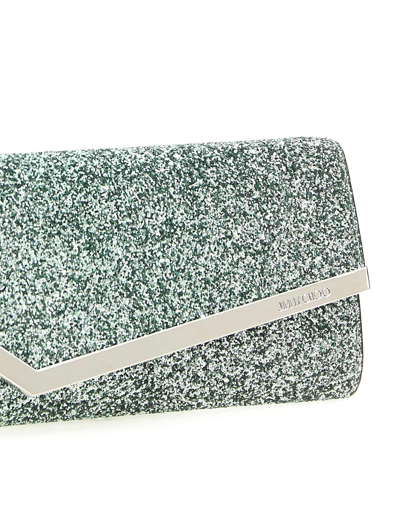 Jimmy Choo Clutch Emmie Mit Glitter In Green