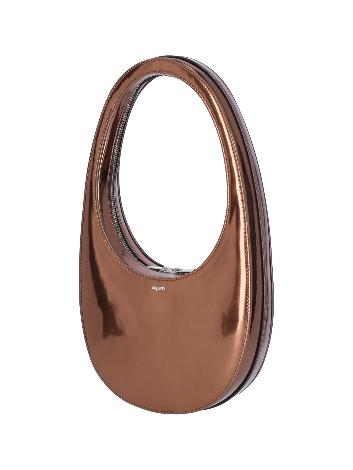 Shop Coperni Mirrored Swipe Bag In Brown