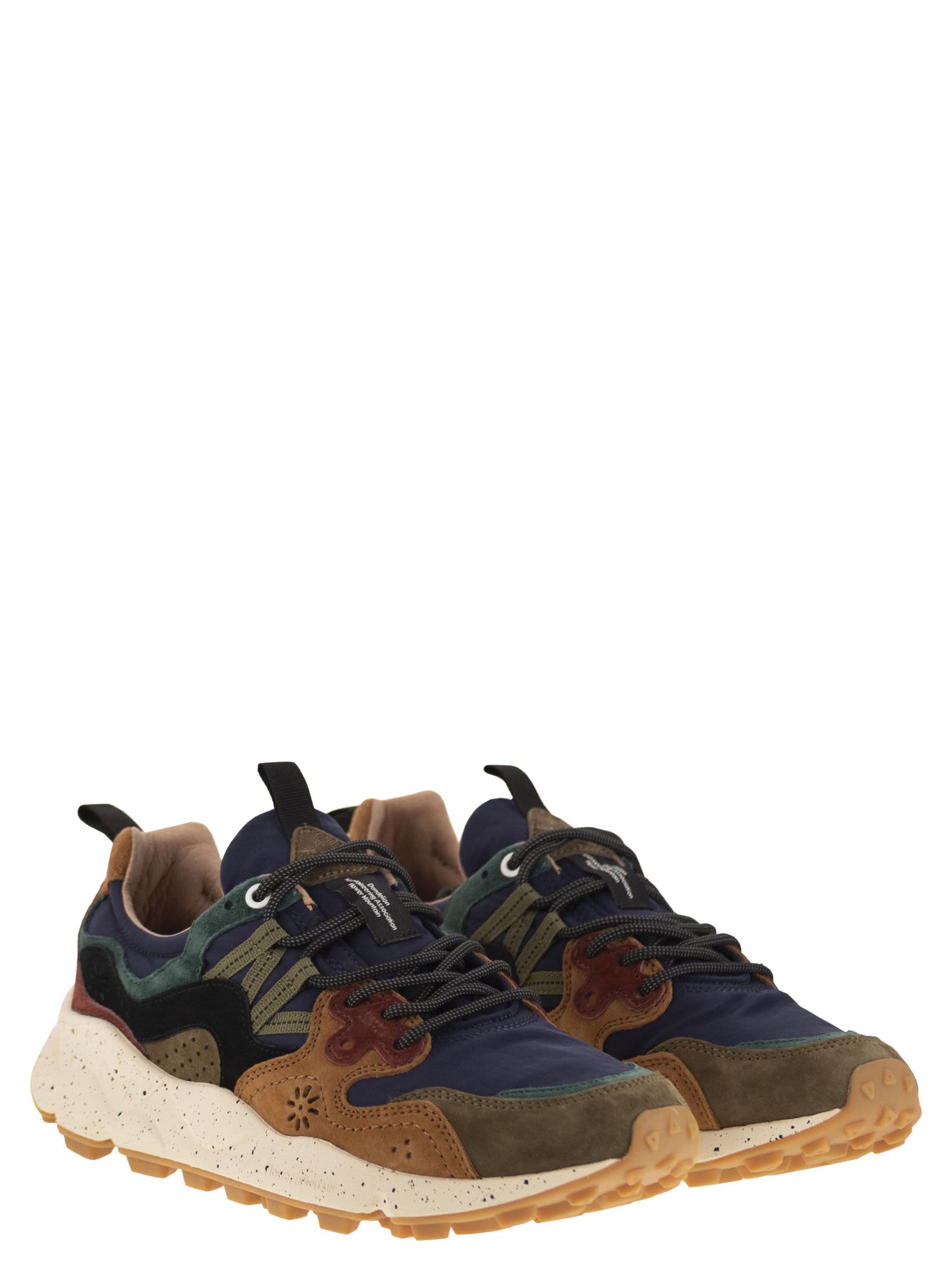 Flower Mountain Yamano 3 - Sneakers In Suede And Technical Fabric In Multi