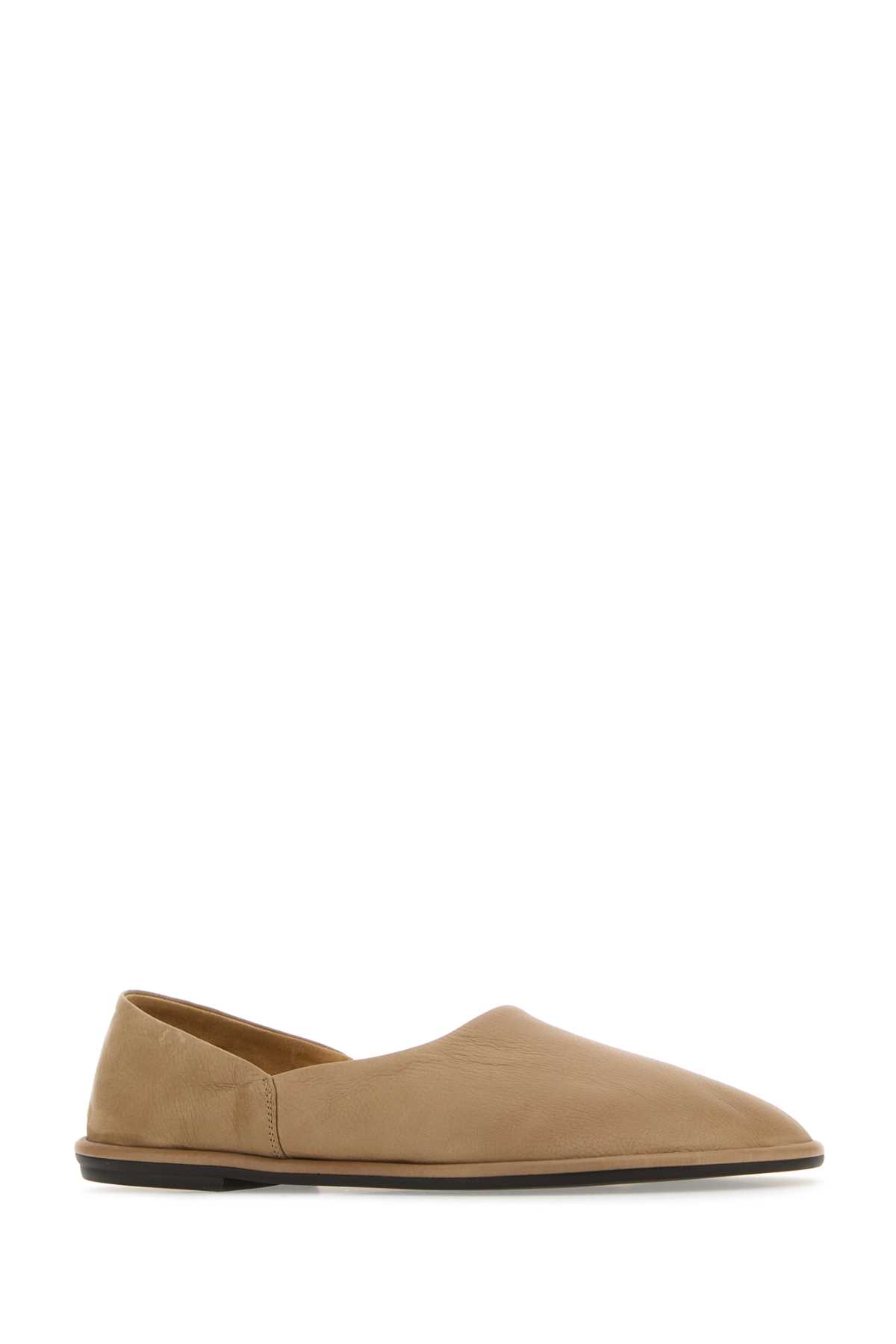 THE ROW BEIGE LEATHER CANAL SLIP ONS