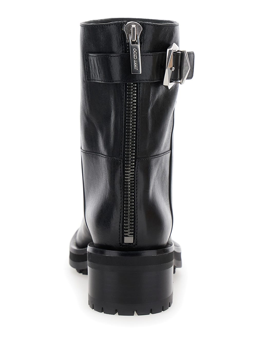 Shop Jimmy Choo Brooklyn Black Ankle Boots With Buckle In Smooth Leather Woman