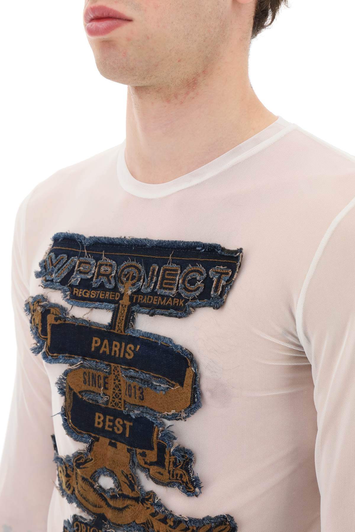 Shop Y/project Paris Best Long Sleeve Mesh T-shirt In White (white)