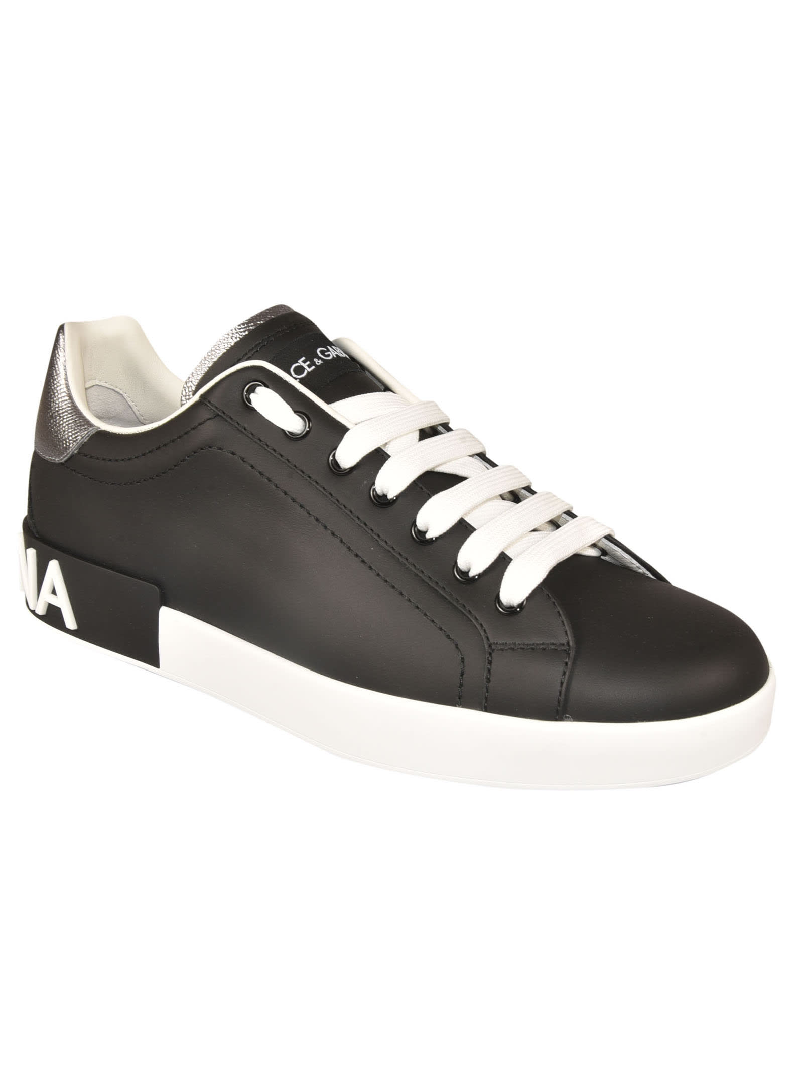 Shop Dolce & Gabbana Back Logo Sneakers In Black/silver