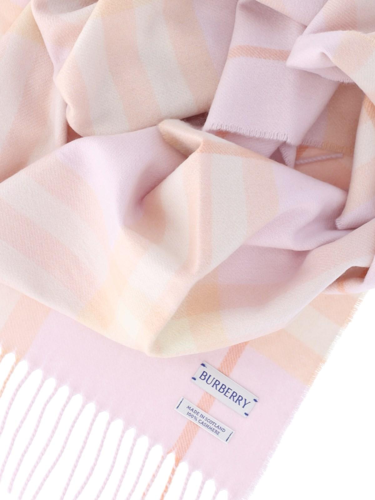 Shop Burberry Check Knit Scarf In Cameo