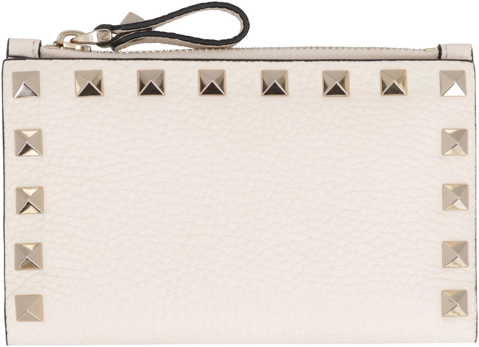 Valentino Garavani - Rockstud Leather Card Holder In Neutral