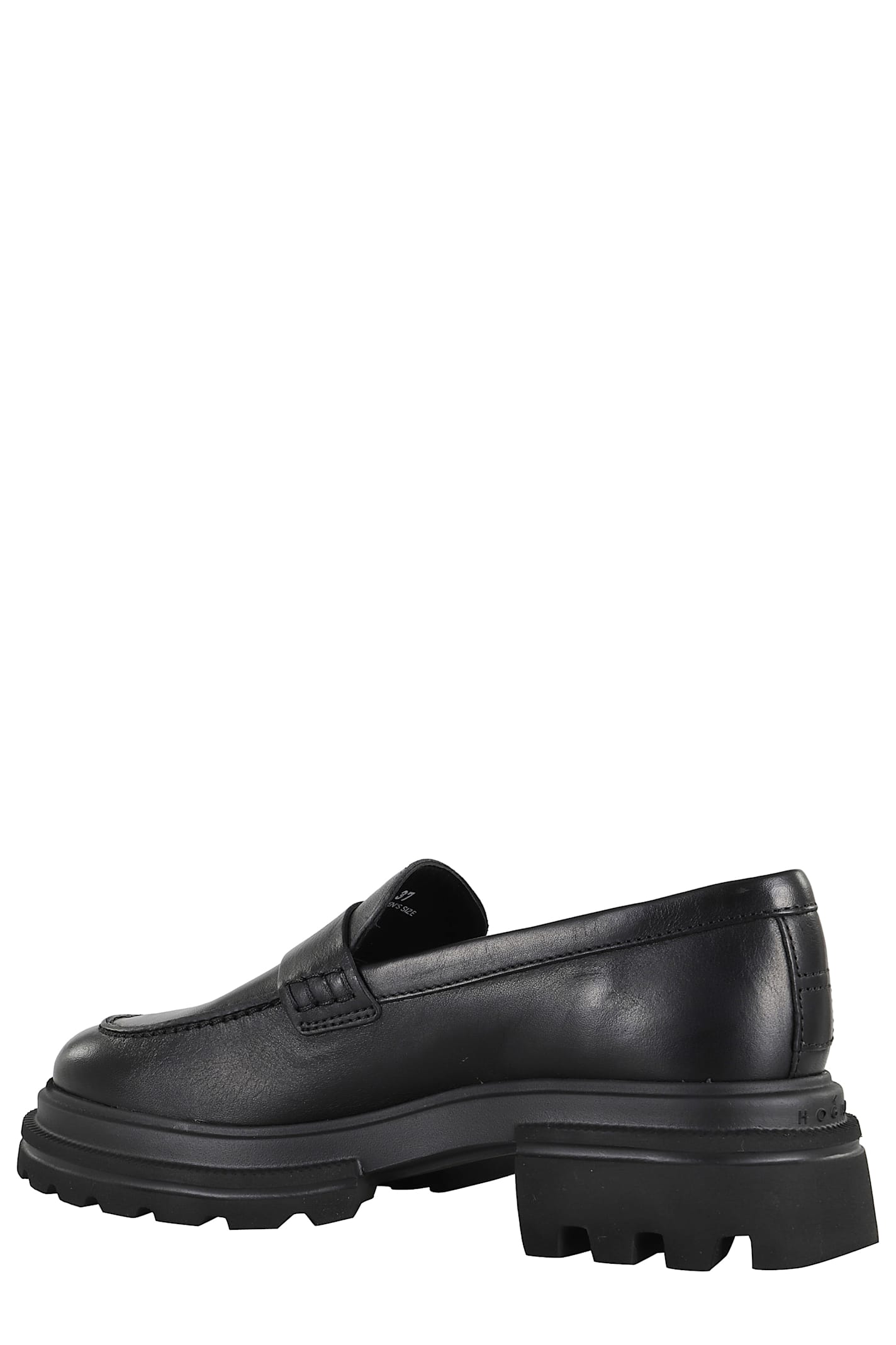 Hogan 10-storey Smooth Leather And Workwear Sole Loafers Shoes In Black