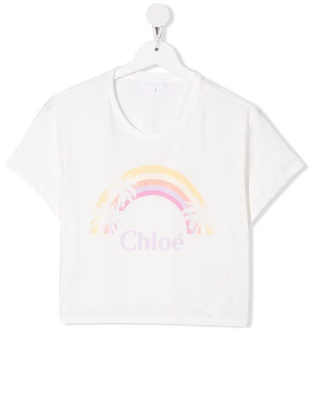 Chloé Kids White T-shirt With Rainbow Print And Chloe Logo