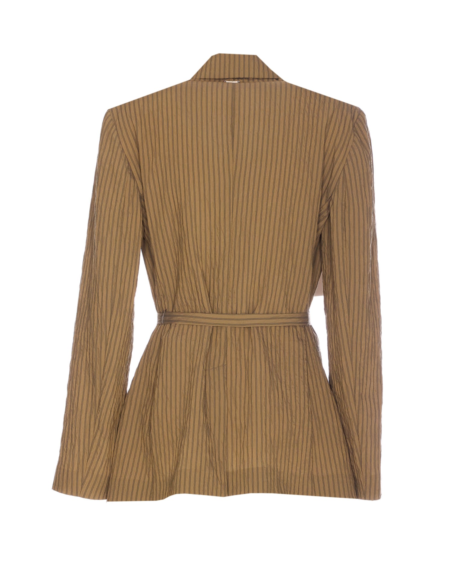 Liu •jo Striped Belted Jacket Notched Lapel
