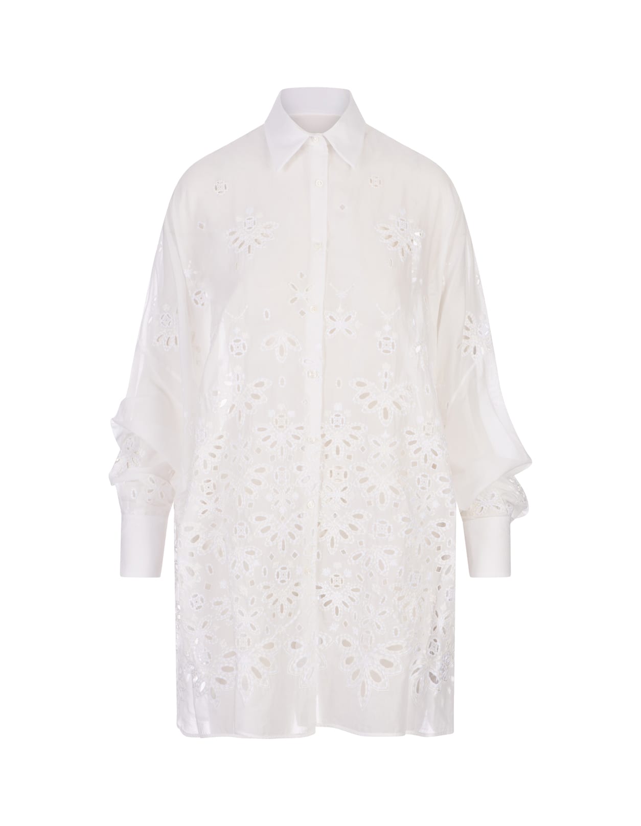 Shop Ermanno Scervino White Over Shirt With Sangallo Lace