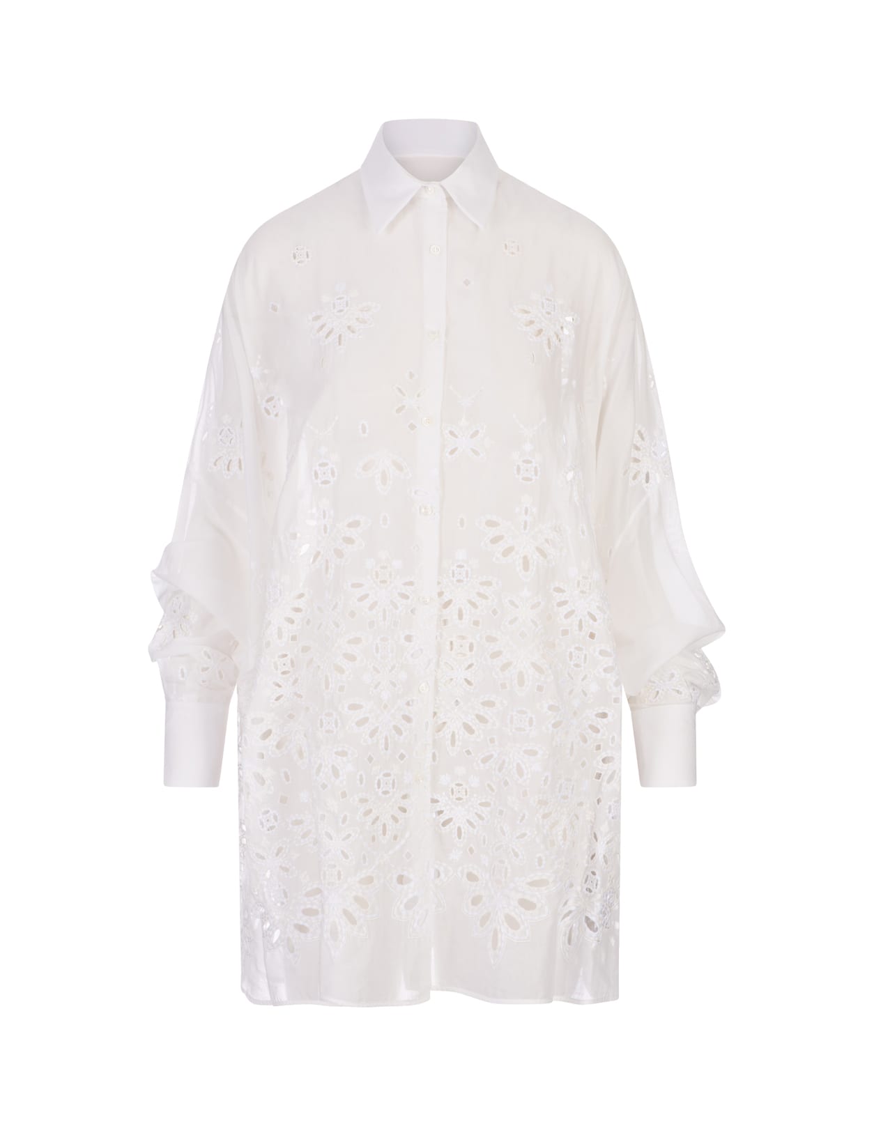 White Over Shirt With Sangallo Lace