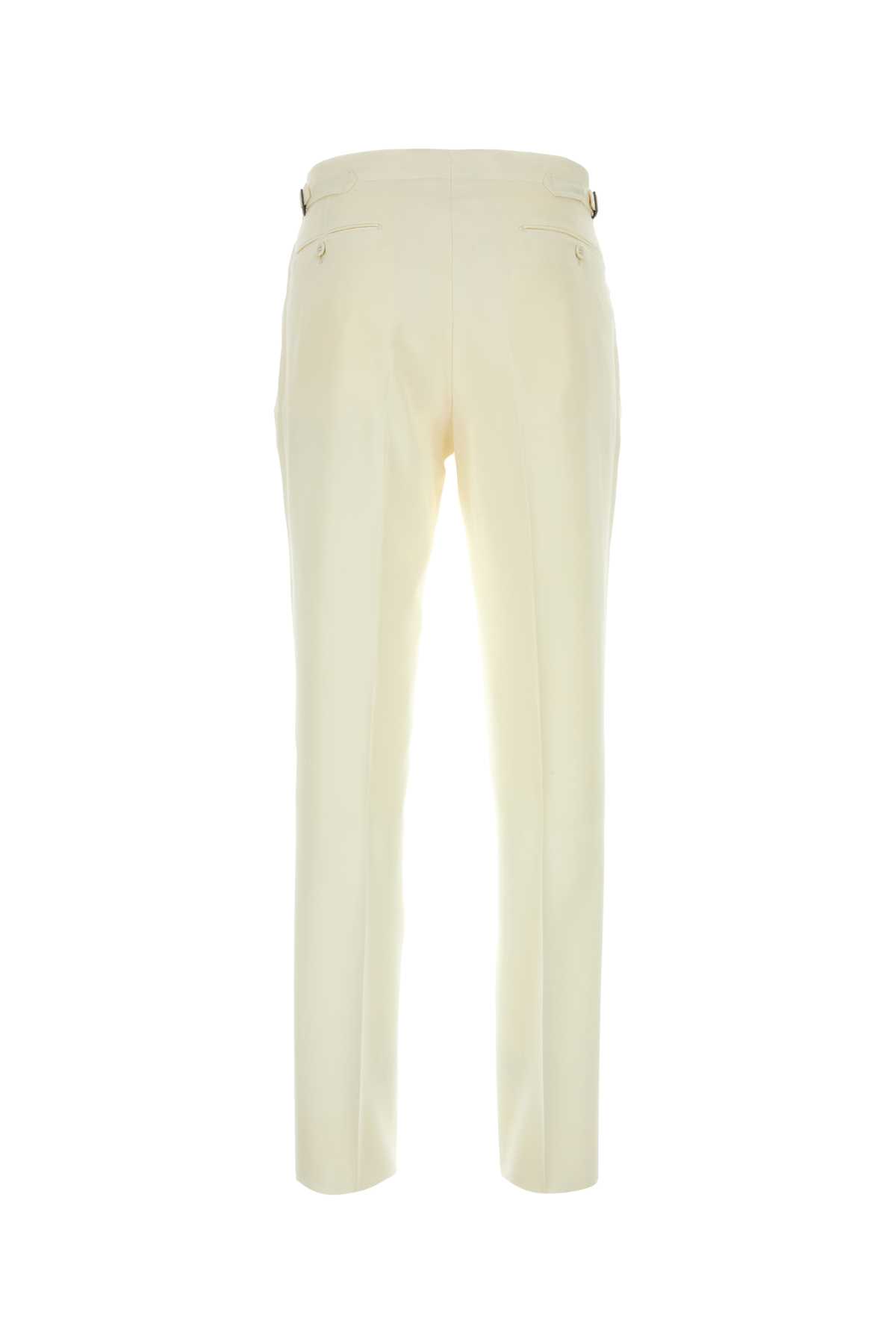 Shop Polo Ralph Lauren Ivory Wool Pant In Wht