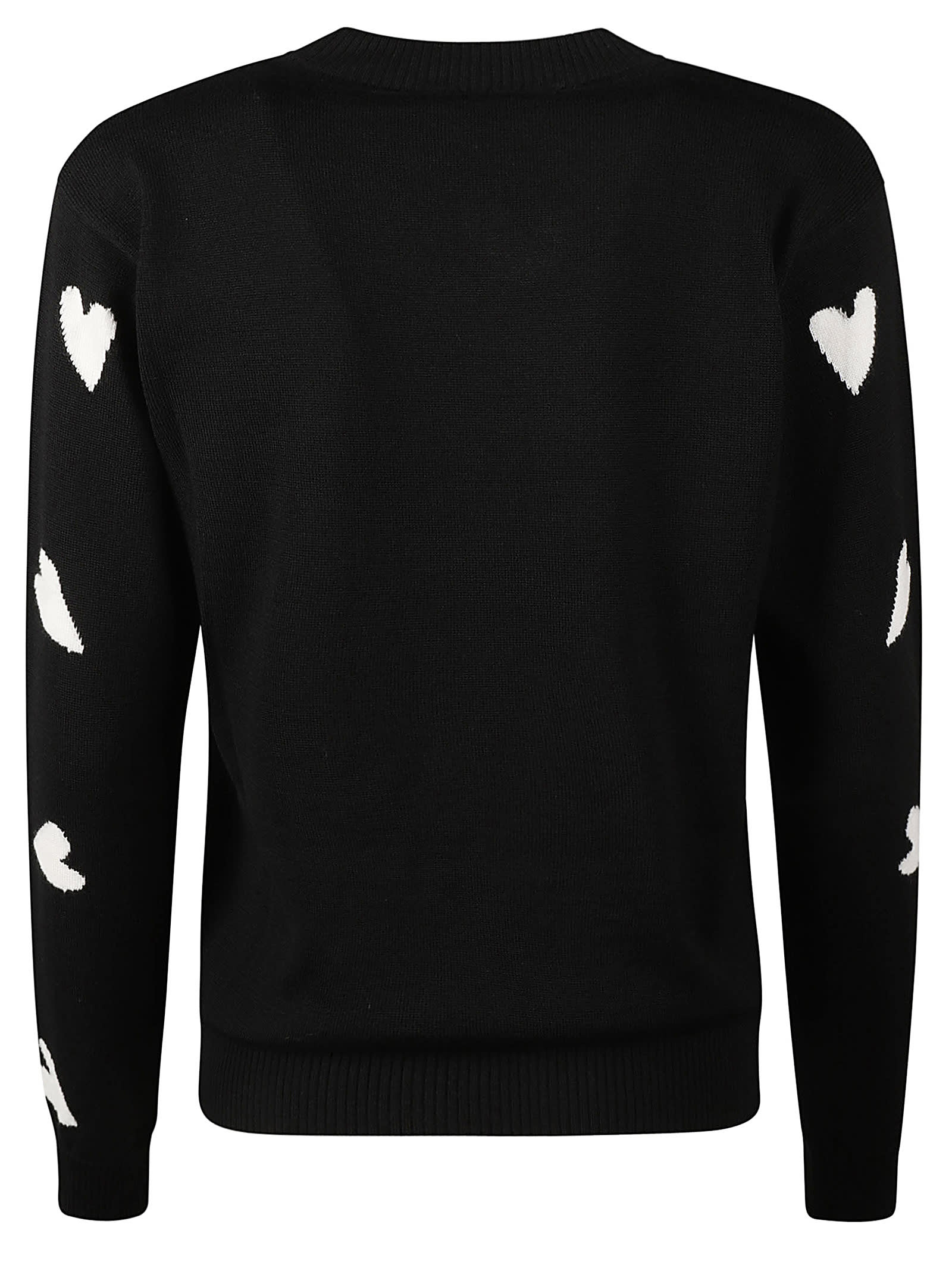 Shop Max Mara Heart Knit Sweater In Bianco-nero