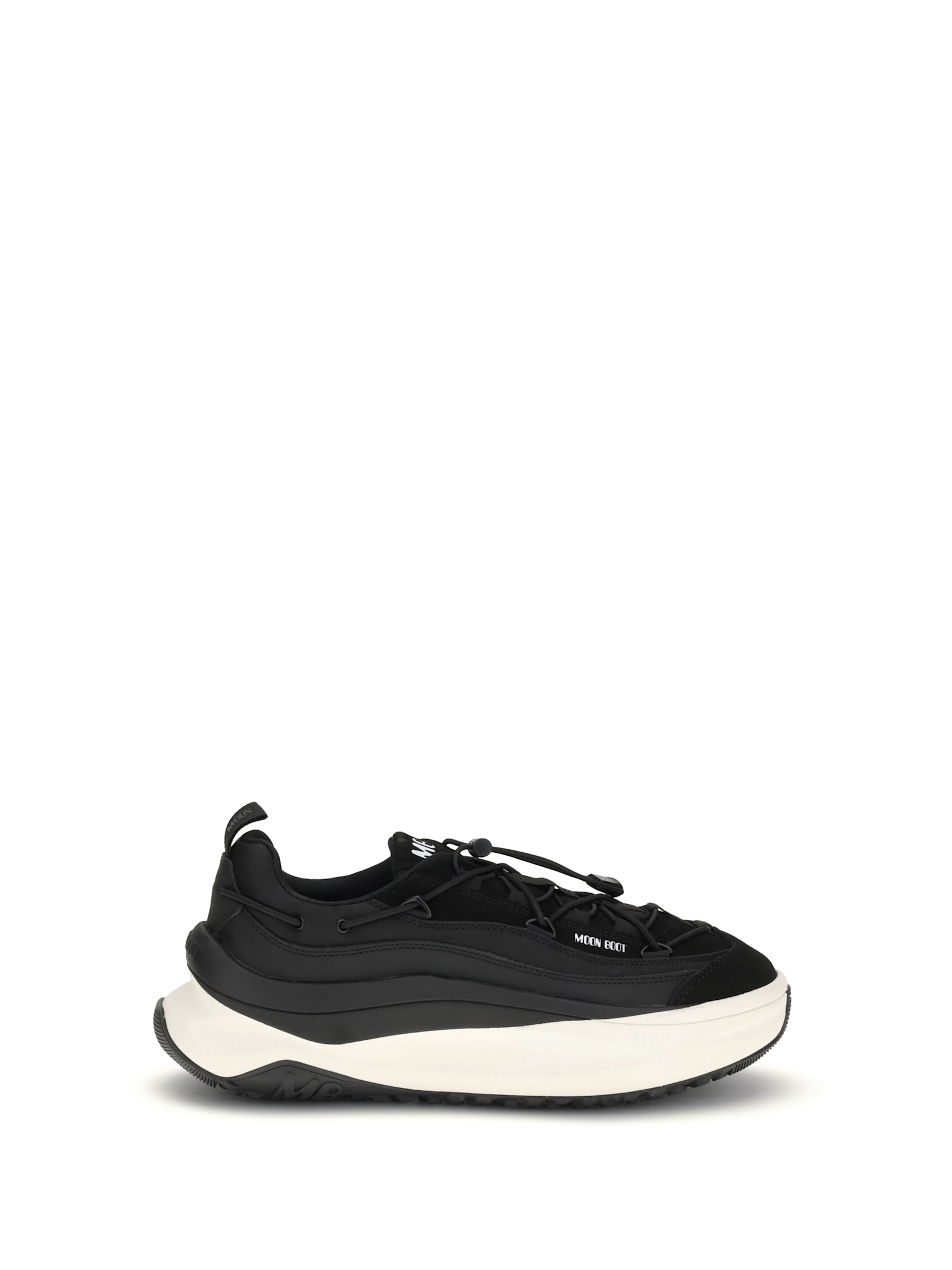 Moon Boot Blackwhite Round Toe Sneakers In Black