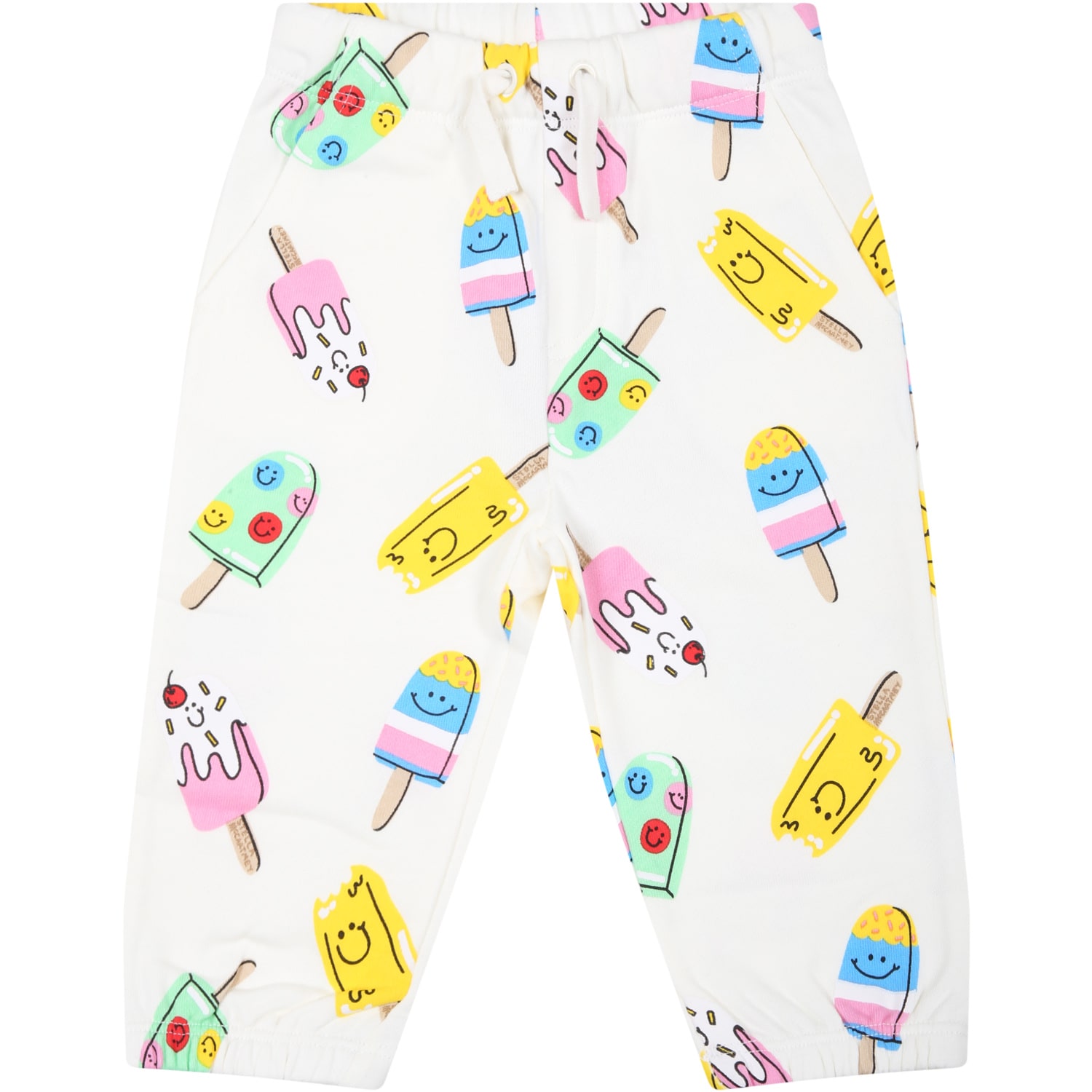 Stella McCartney Kids White Sweatpant For Baby Girl With Ice Cream