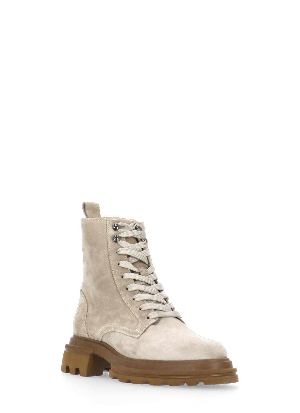 Shop Hogan H674 Combat Boots In Beige