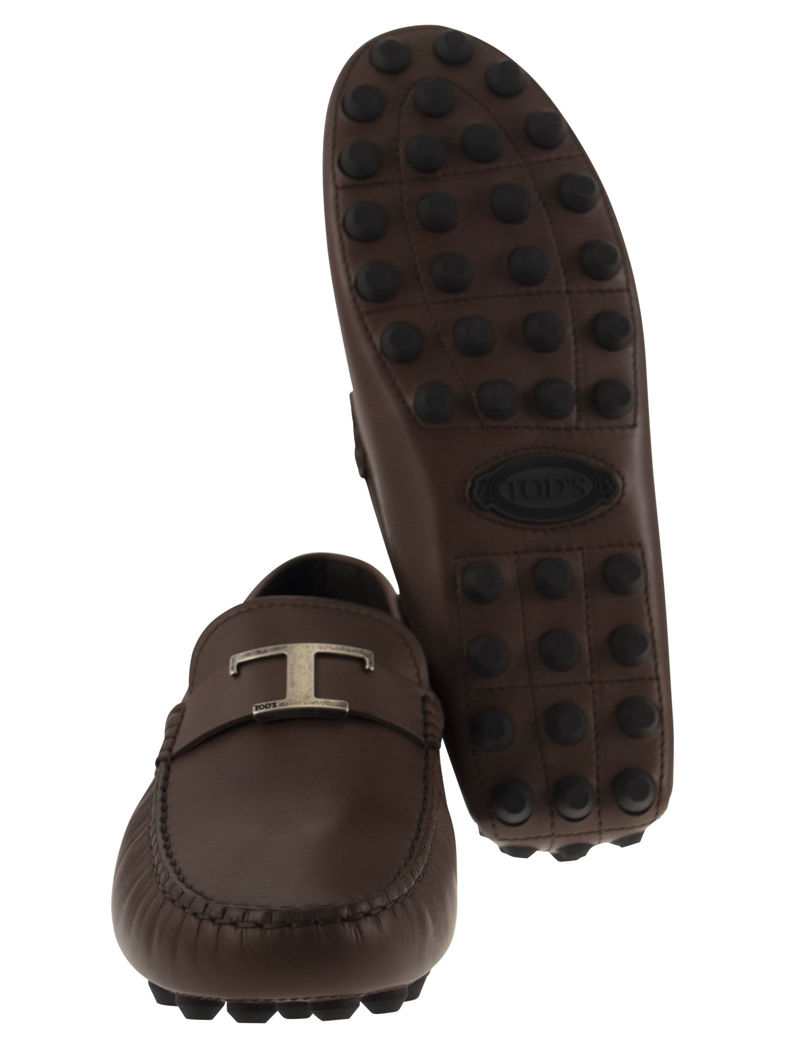 Shop Tod's Moccasin With Macro Rubbers In Brown