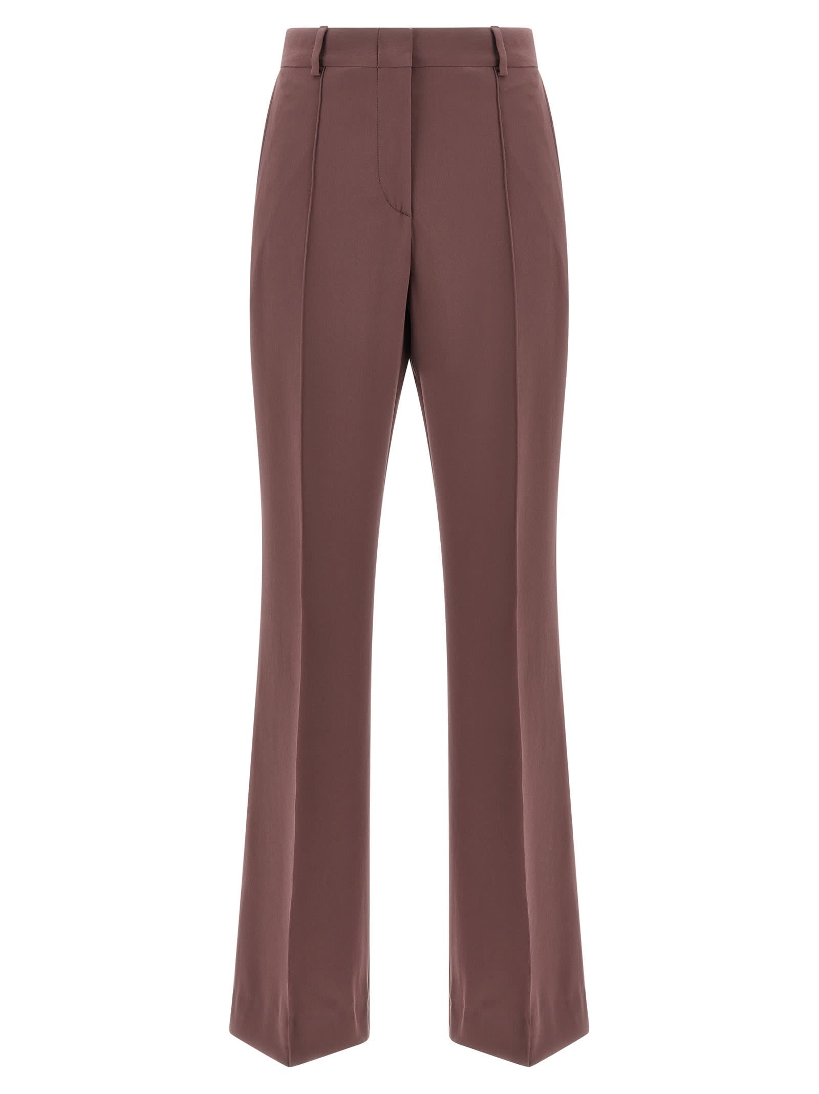 Brioni Pink Silk Pants In Brown