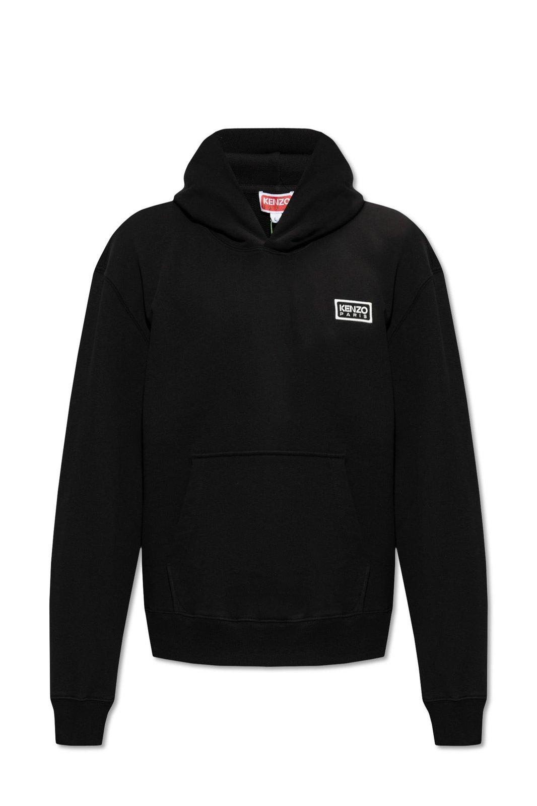 KENZO LOGO EMBROIDERED DRAWSTRING HOODIE