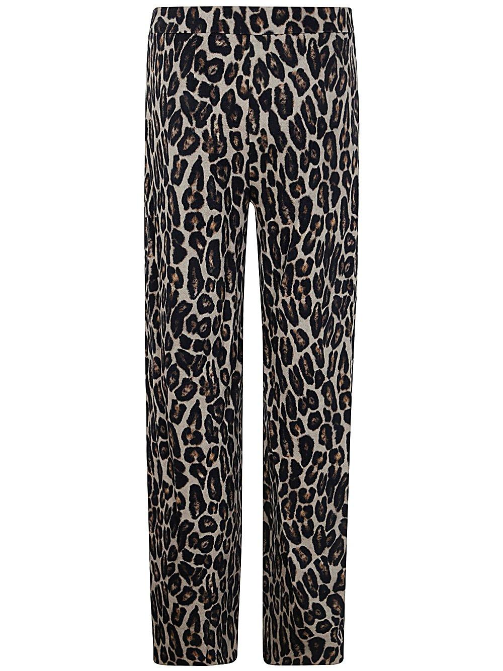 Theory Stretch Leopard Relaxed Straight Pants In Multicolor