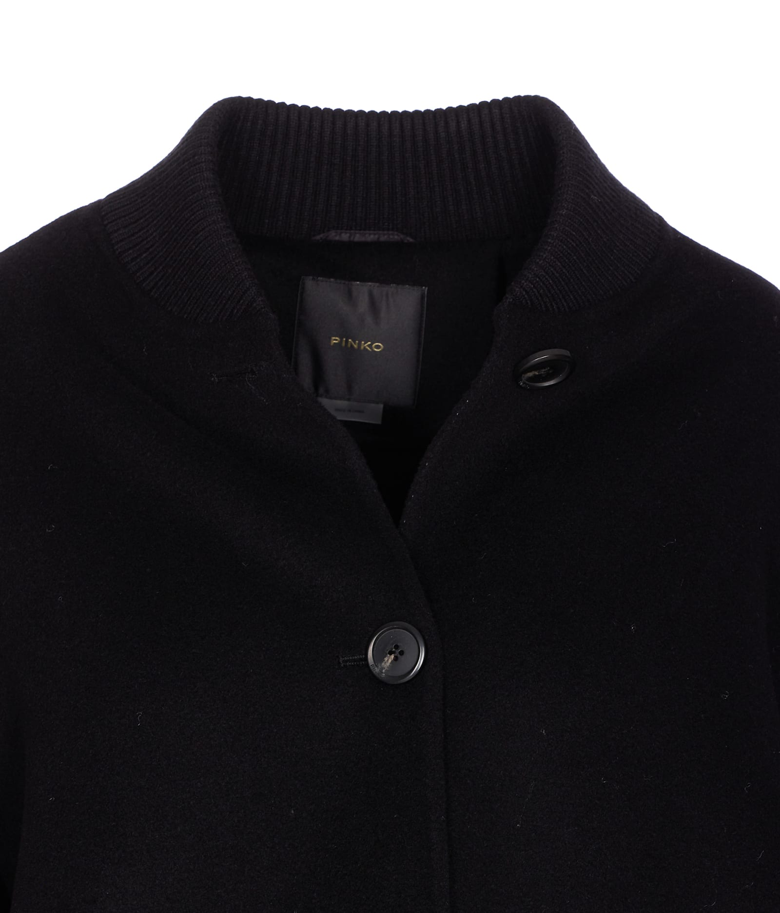 Pinko Long Coat In Double Fabric In Black