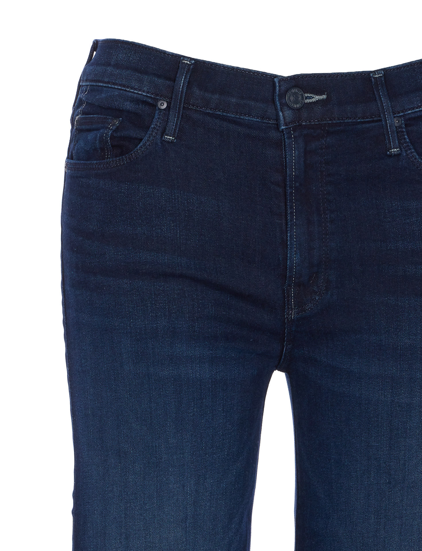 Mother Hustler Roller Sneak Slightly Flared Stonewashed Denim Trousers In Blue