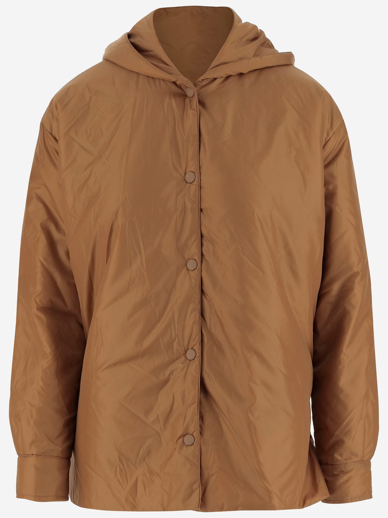 Aspesi Hooded Button-fastening Jacket In Brown