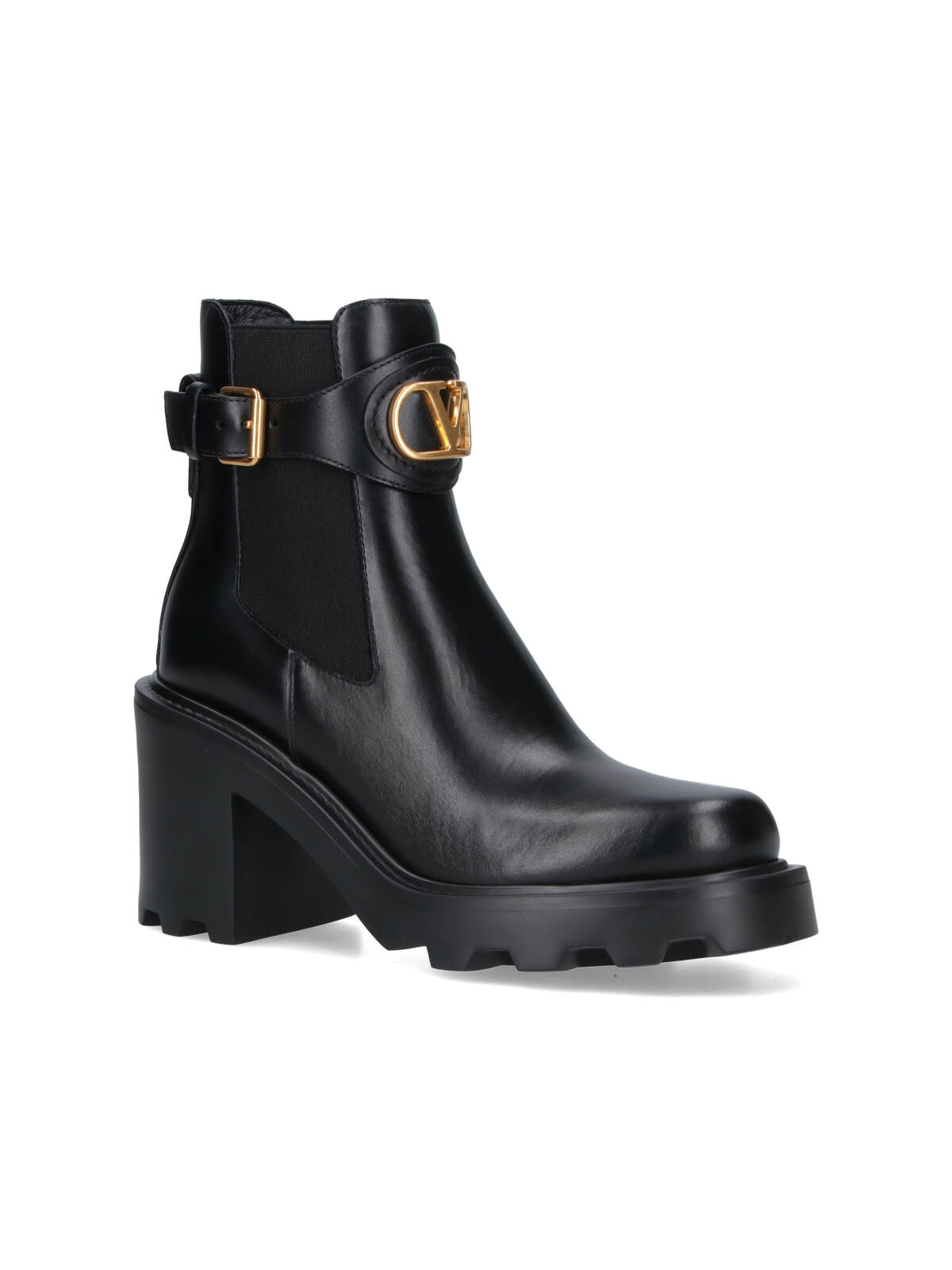 Valentino Garavani Vlogo Signature Calfskin Beatle 90mm Woman Black 42 In Black