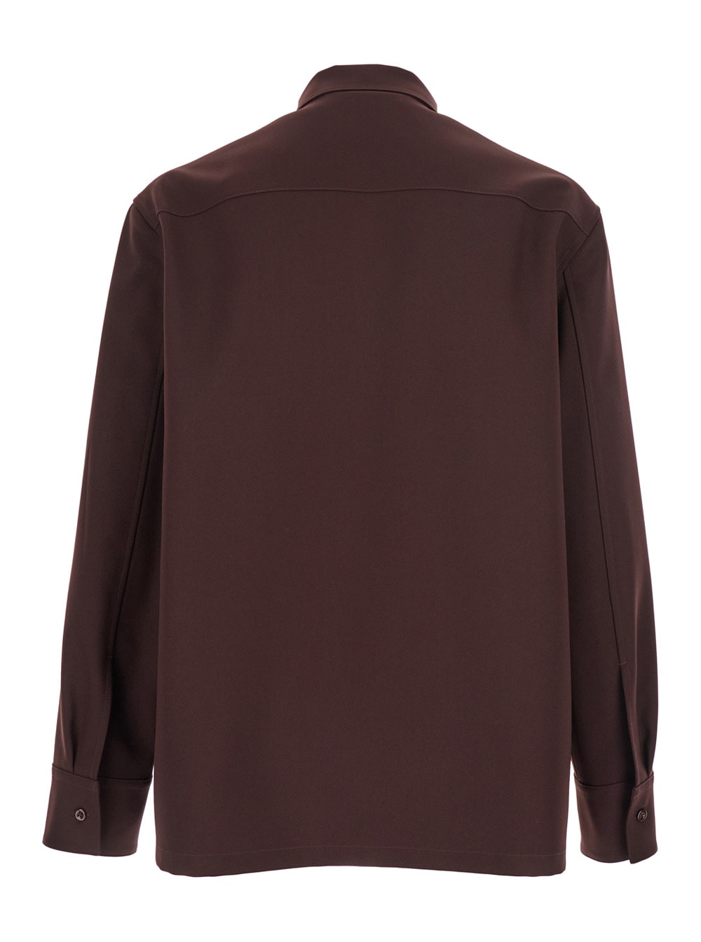 Jil Sander Bordeaux Shirt With Classic Collar And Front Zip Closure In Tech Fabric Man In Burgundy