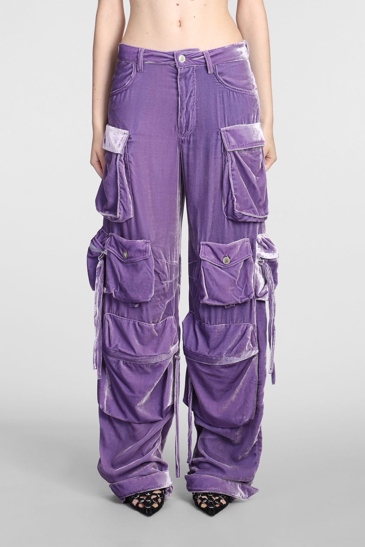 Shop Attico Fern Pants In Viola Viscose