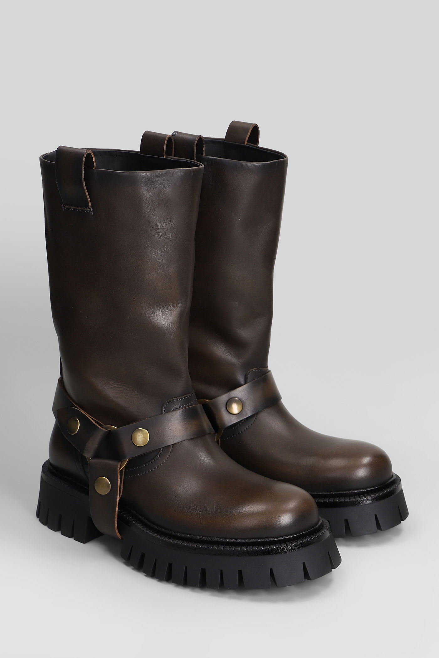 Golden Goose Kurt Chunky Low Heels Ankle Boots In Brown Leather In Brown