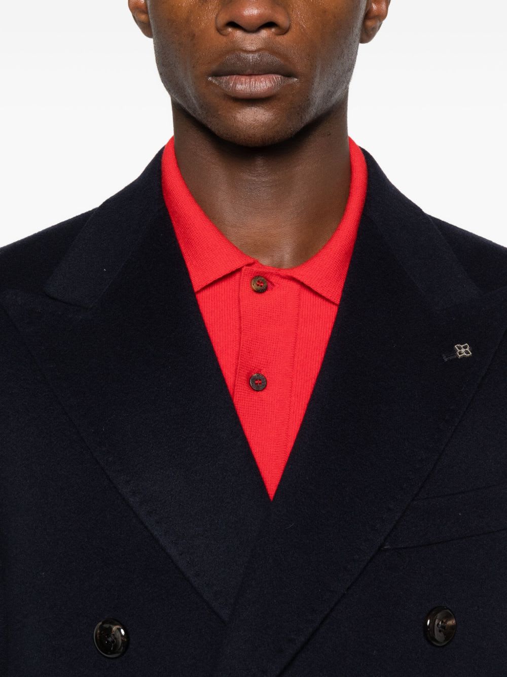 Tagliatore Double-breasted Cashmere Coat In Blue