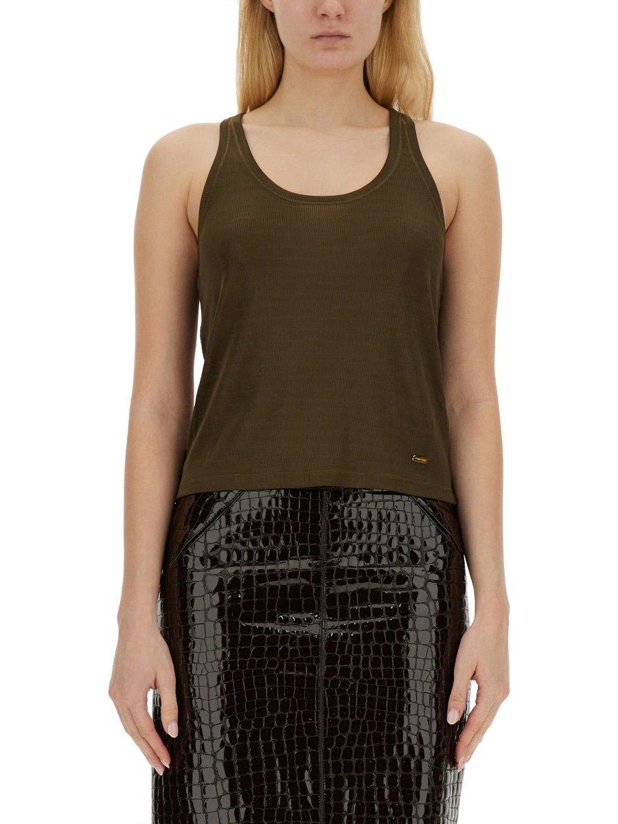 Shop Tom Ford Racer Back Tank Top In Green