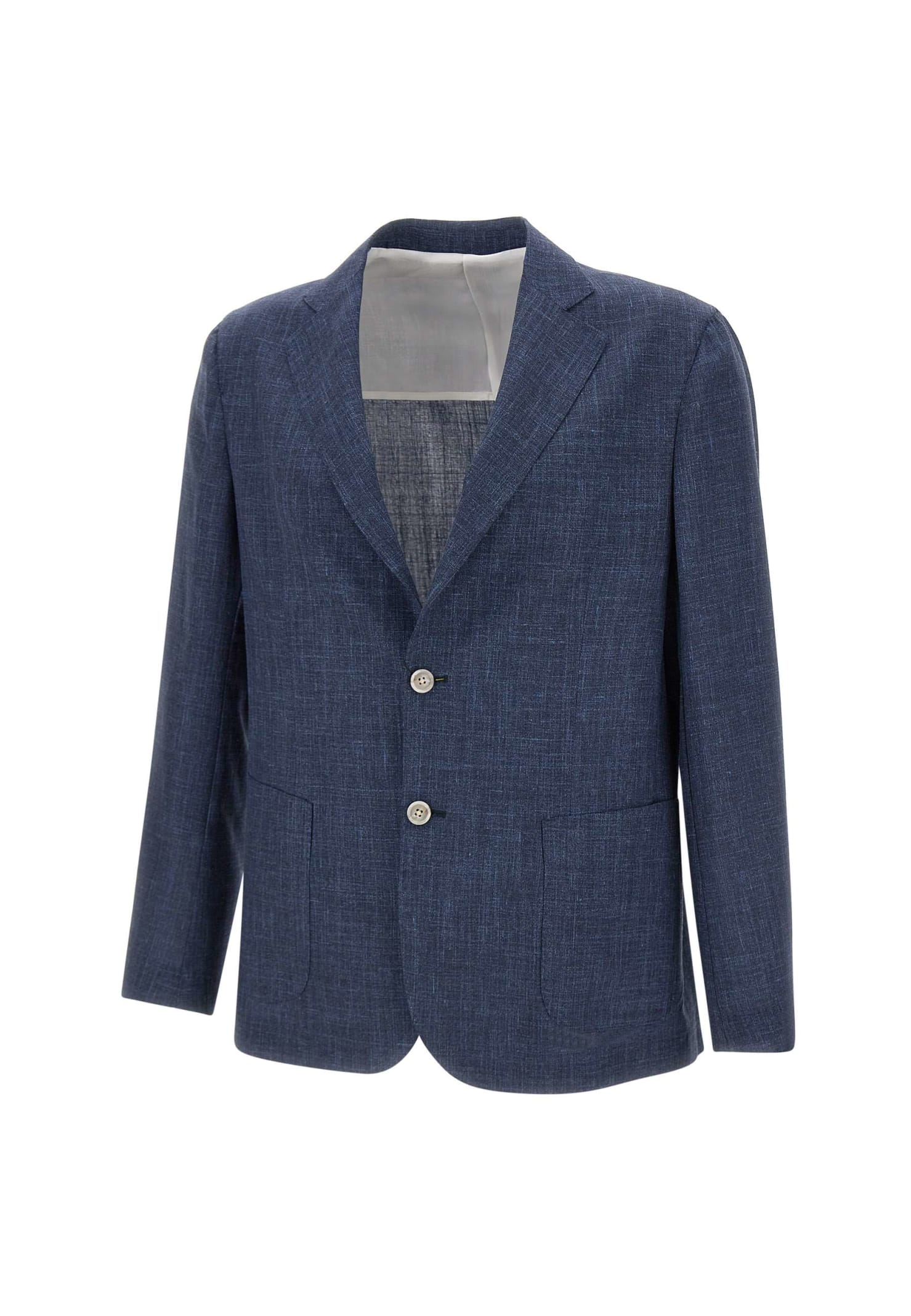 Shop Barba Napoli Wool, Silk And Linen Blazer In Blue