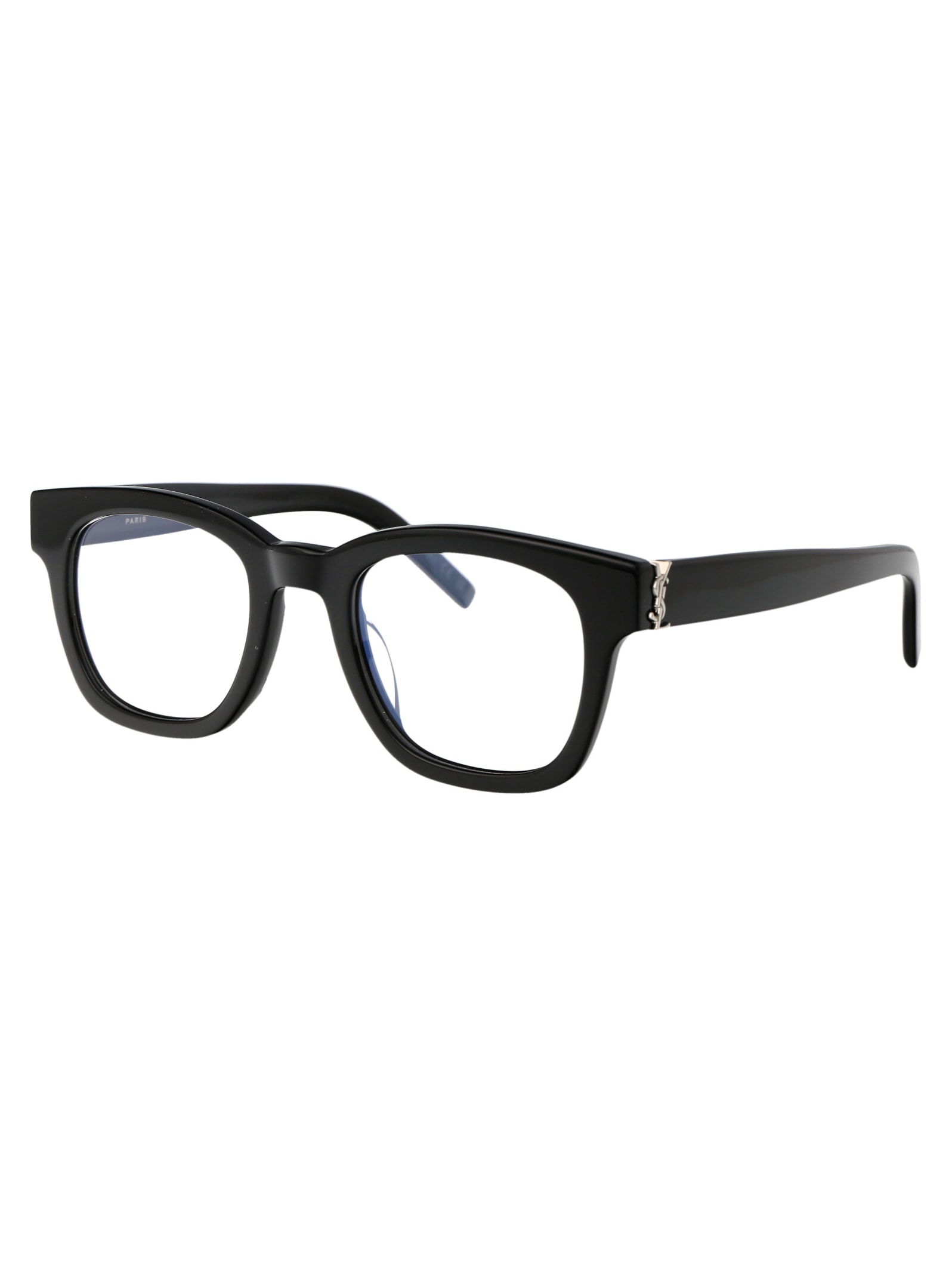 Saint Laurent Black-black-transparent Recycled Acetate Glasses In Black