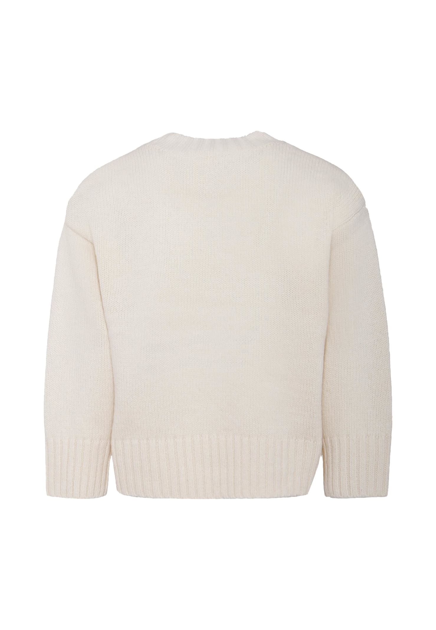 Molo Ivory Wool Sweater For Kids With Smile In White