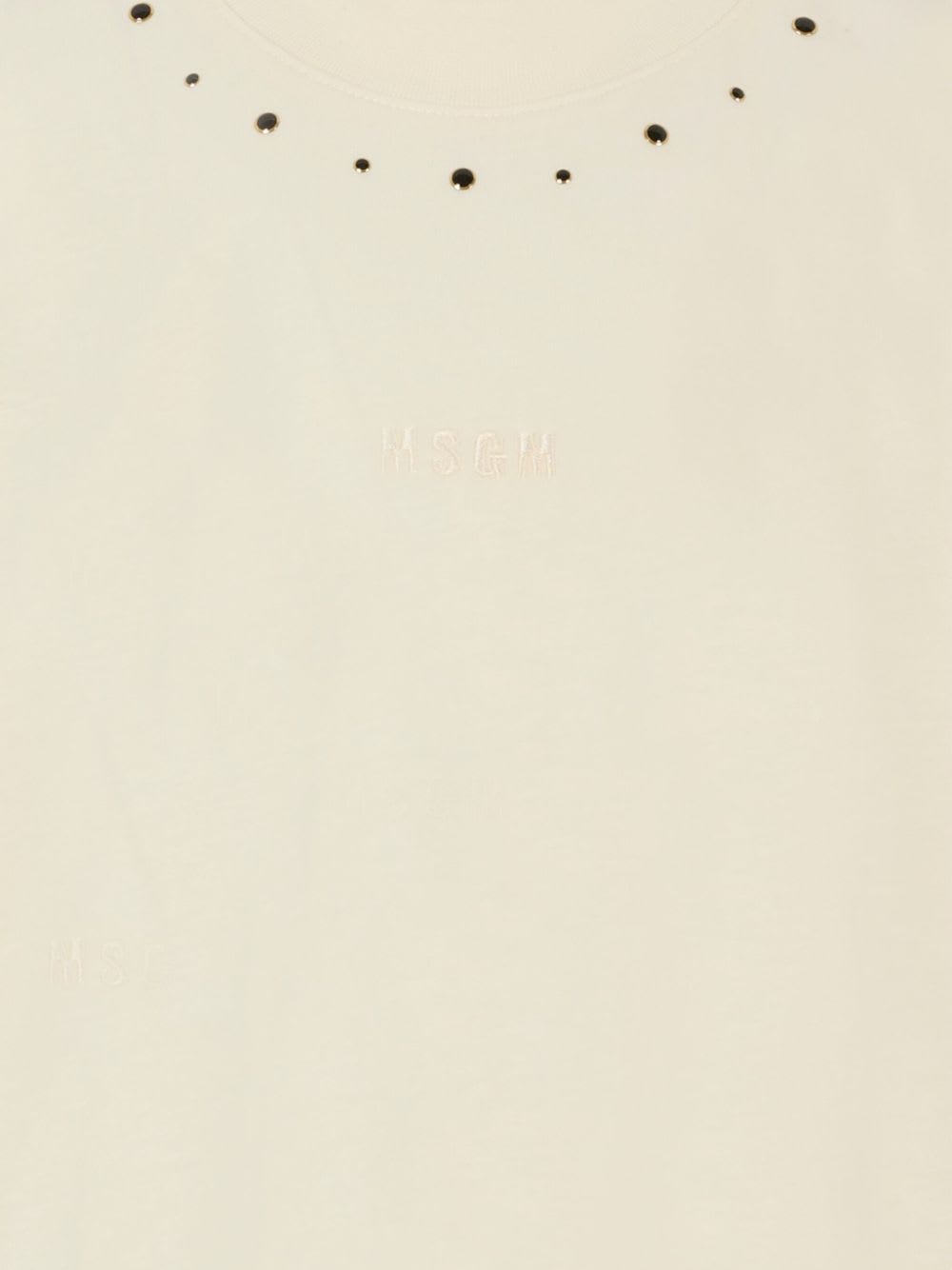 Msgm Ivory T-shirt For Girl With Logo In White